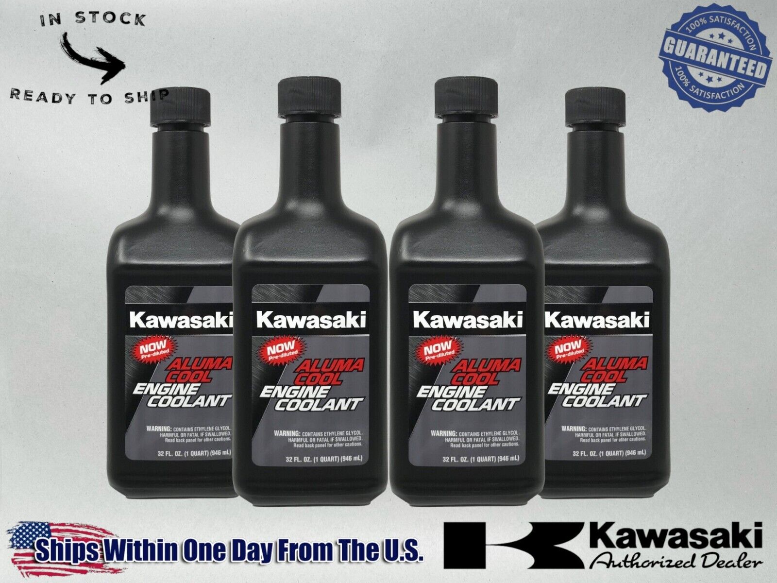 Kawasaki Genuine OEM Aluma Cool Engine Coolant K61081-004B - 4 Pack