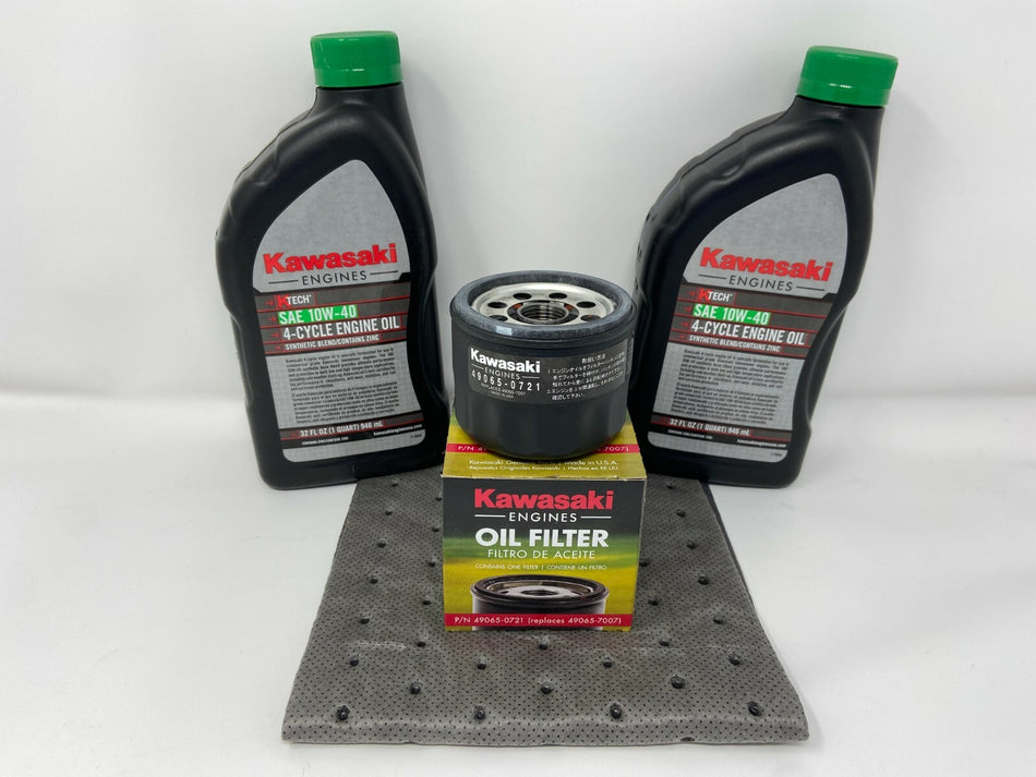 Kawasaki 49065-0721 Oil Change Kit w/Oil pad and 2 Quarts of 10W-40 Oil