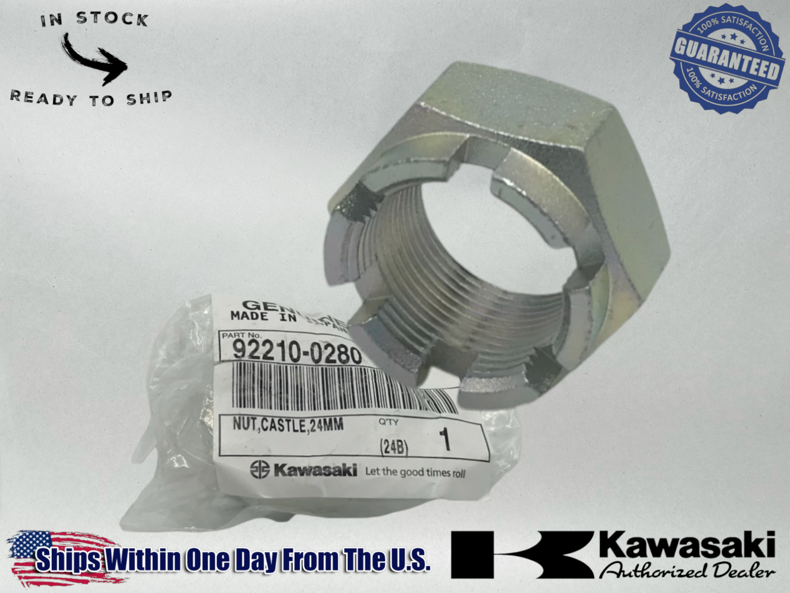 Kawasaki Genuine OEM Authentic Castle Nut 24mm 92210-0280 1