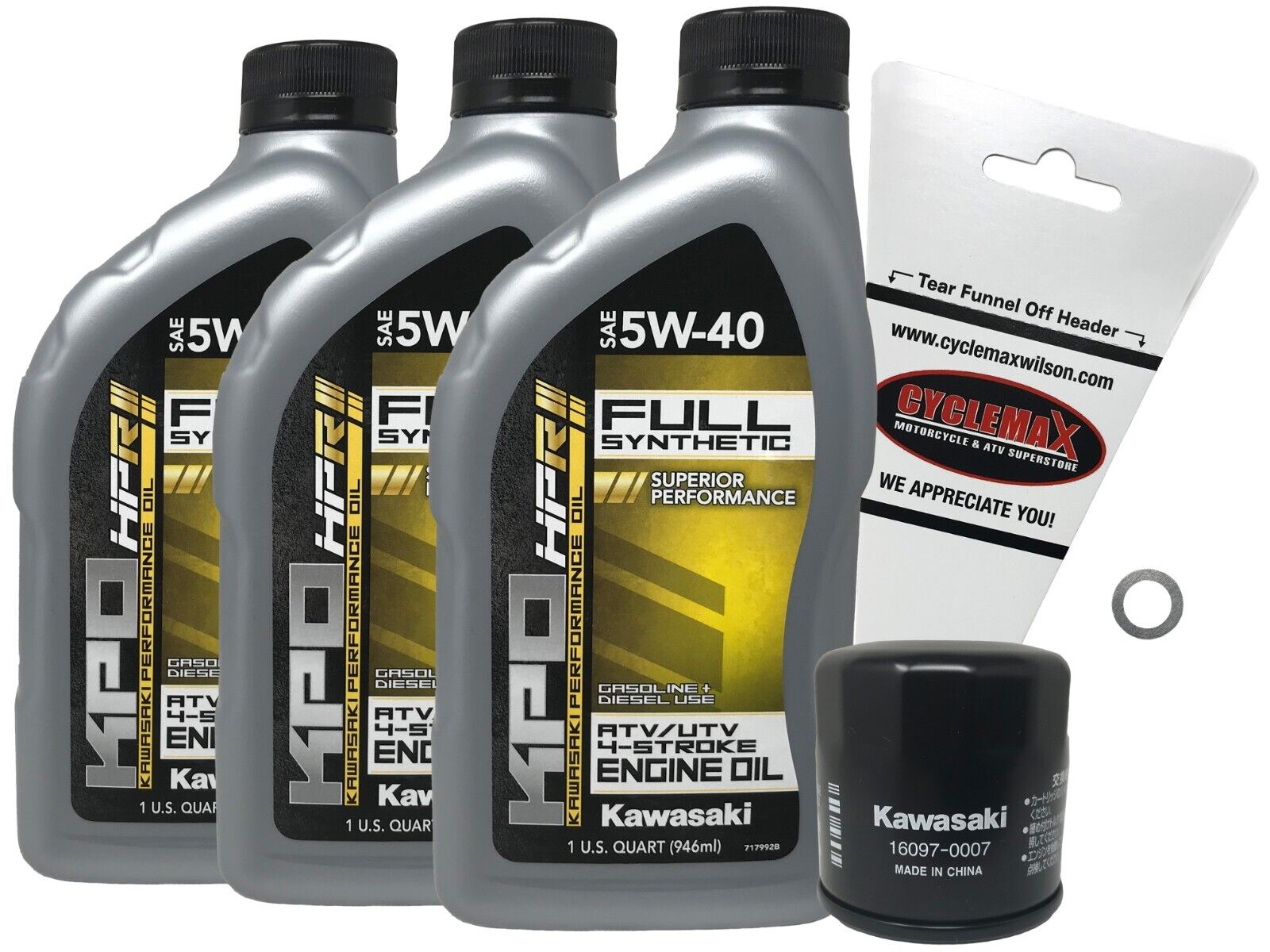 Cyclemax 2006-2013 OEM Kawasaki Brute Force 650 Full Synthetic Oil Change Kit