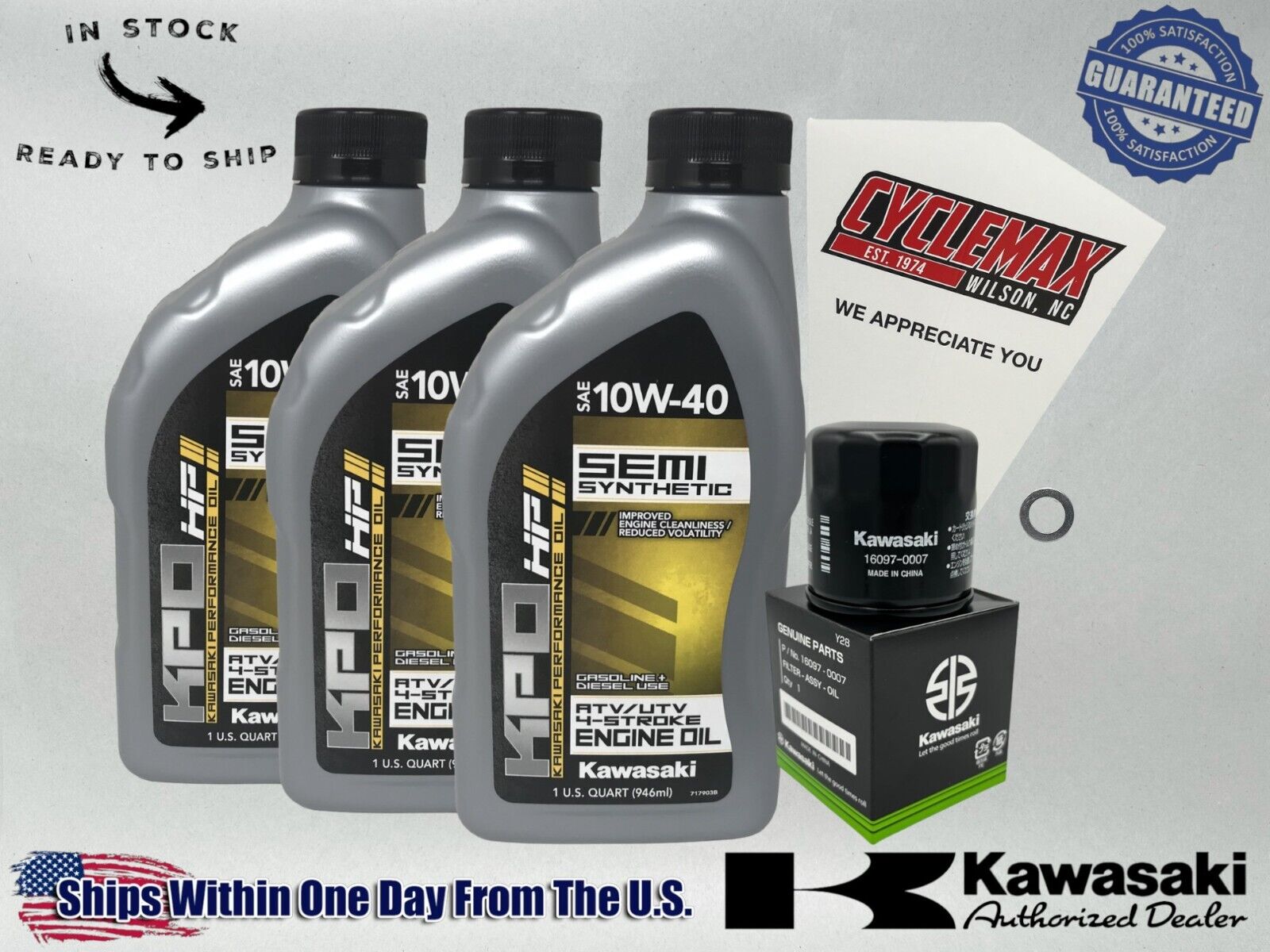 Cyclemax Sem-Syn KPO Oil Change Kit fits 2012-2024 Kawasaki TERYX 4 750 800 4X4