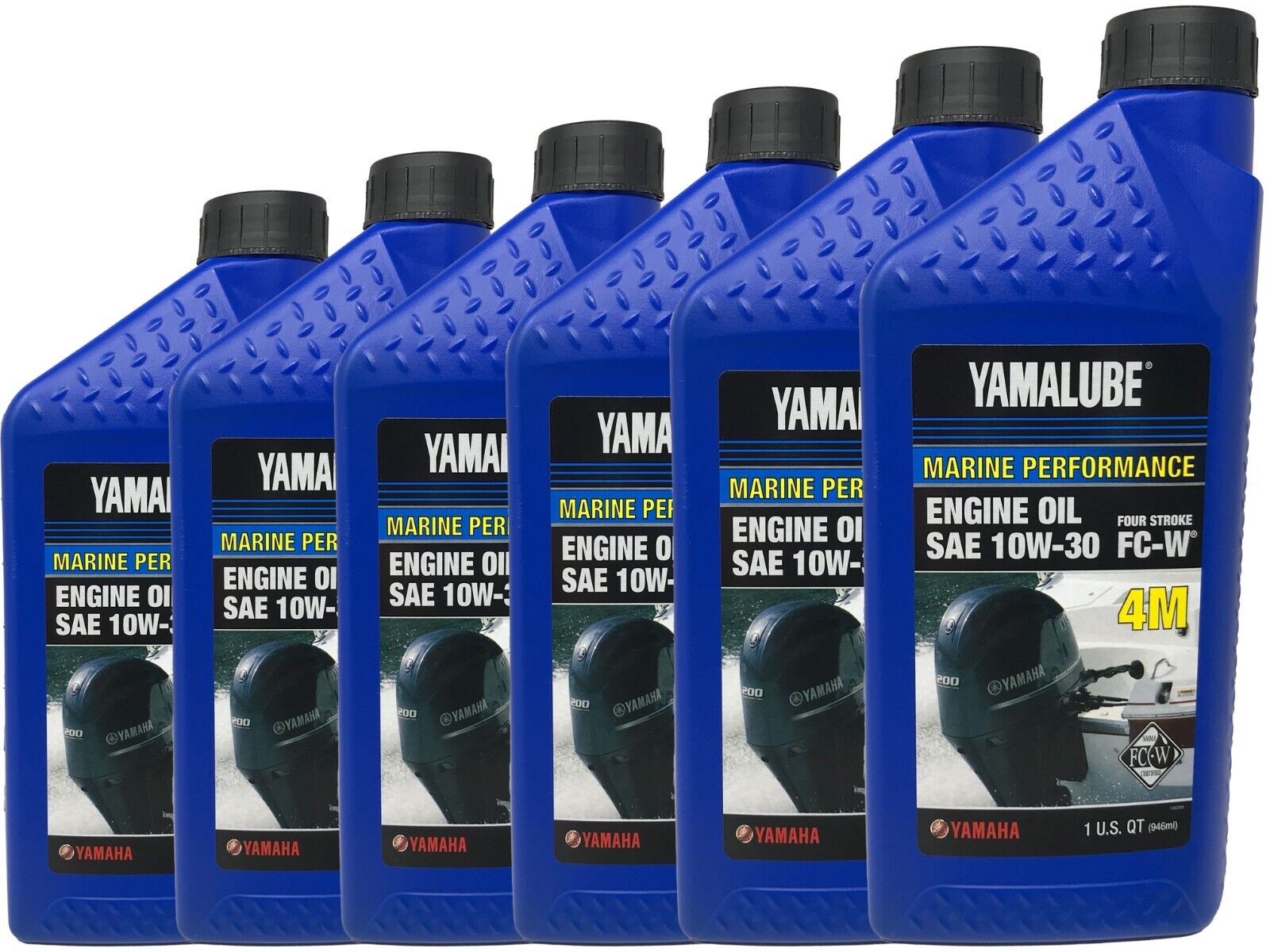 Yamaha Genuine OEM Yamalube Marine 10W30 Engine Oil LUB-10W30-FC-12 - 6 Pack