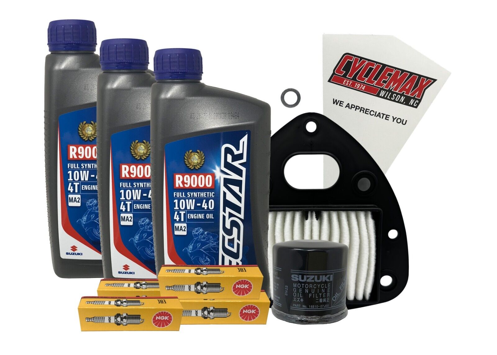 Cyclemax Full Synthetic Tune Up Kit w/ Spark Plugs fits 2017-2019 Suzuki VZ-800