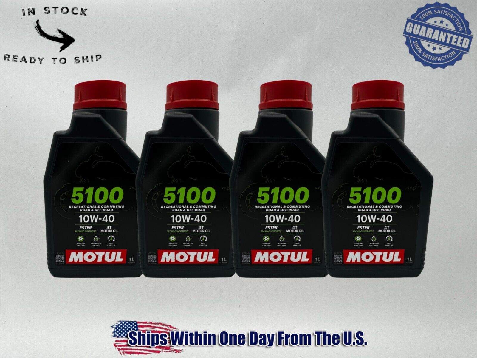 Motul Genuine OEM Motul 5100 4T 10w-40 Semi Synthetic Motorcycle Oil MOT46-4PACK