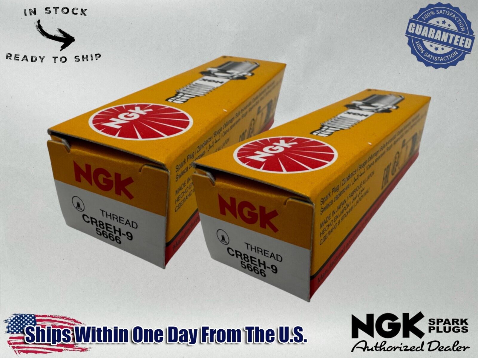 NGK Genuine OEM Authentic Spark Plugs CR8EH-9 - 2 PACK