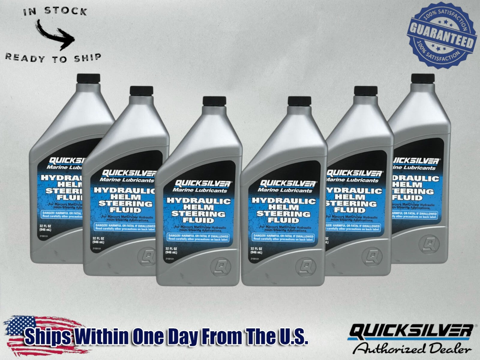 Quicksilver OEM Hydraulic Helm Steering Fluid Quarts 92-858078Q01 6 Pack