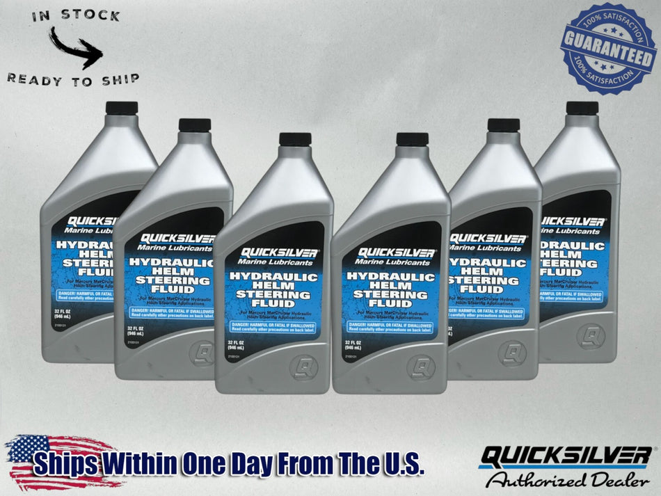 Quicksilver OEM Hydraulic Helm Steering Fluid Quarts 92-858078Q01 6 Pack