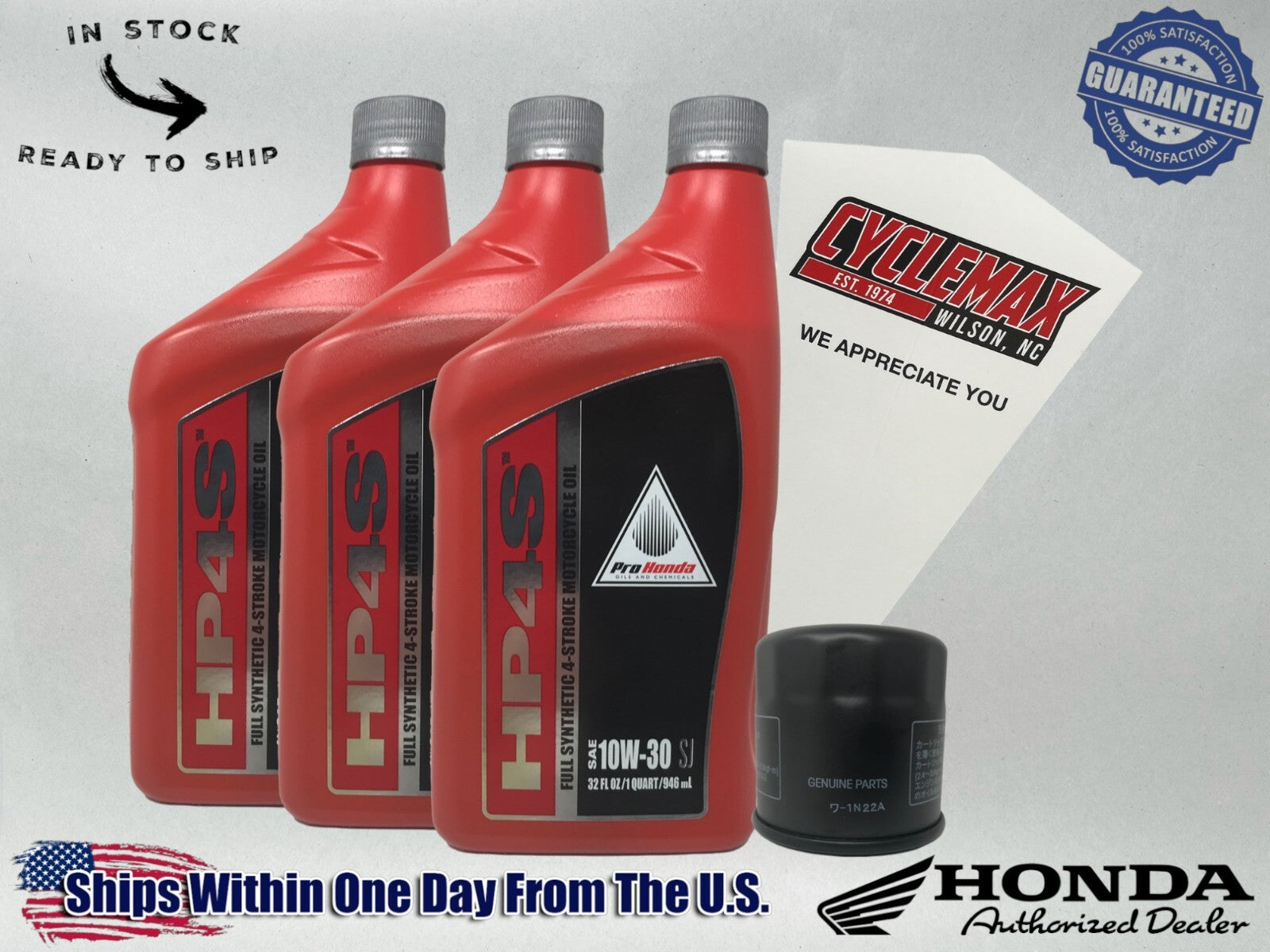 Cyclemax Full Synthetic HP4s Oil Change Kit compatible with 2019-2025 Honda CB500F