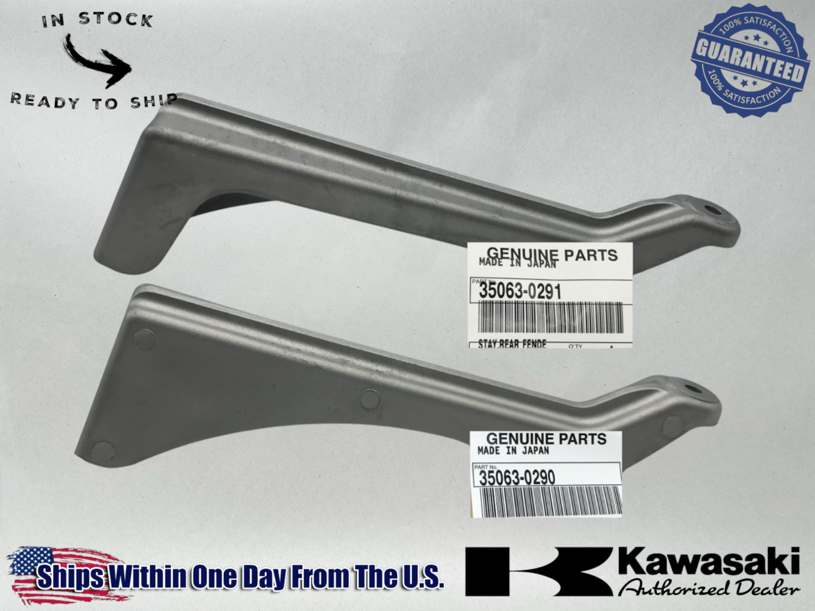 Kawasaki OEM 08-14 Kawasaki KFX450R KFX 450 R Rear Lt & Rt Fender Bracket Set