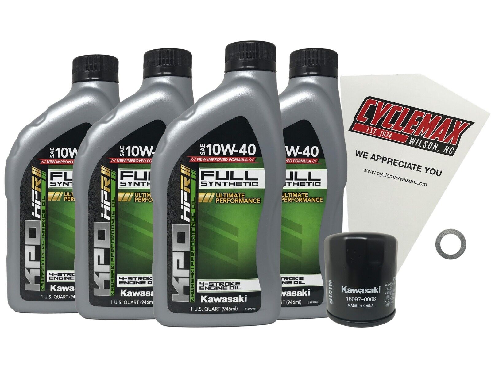 Cyclemax Genuine OEM Kawasaki 2011-2023 W800 Full Synthetic Oil Change Kit