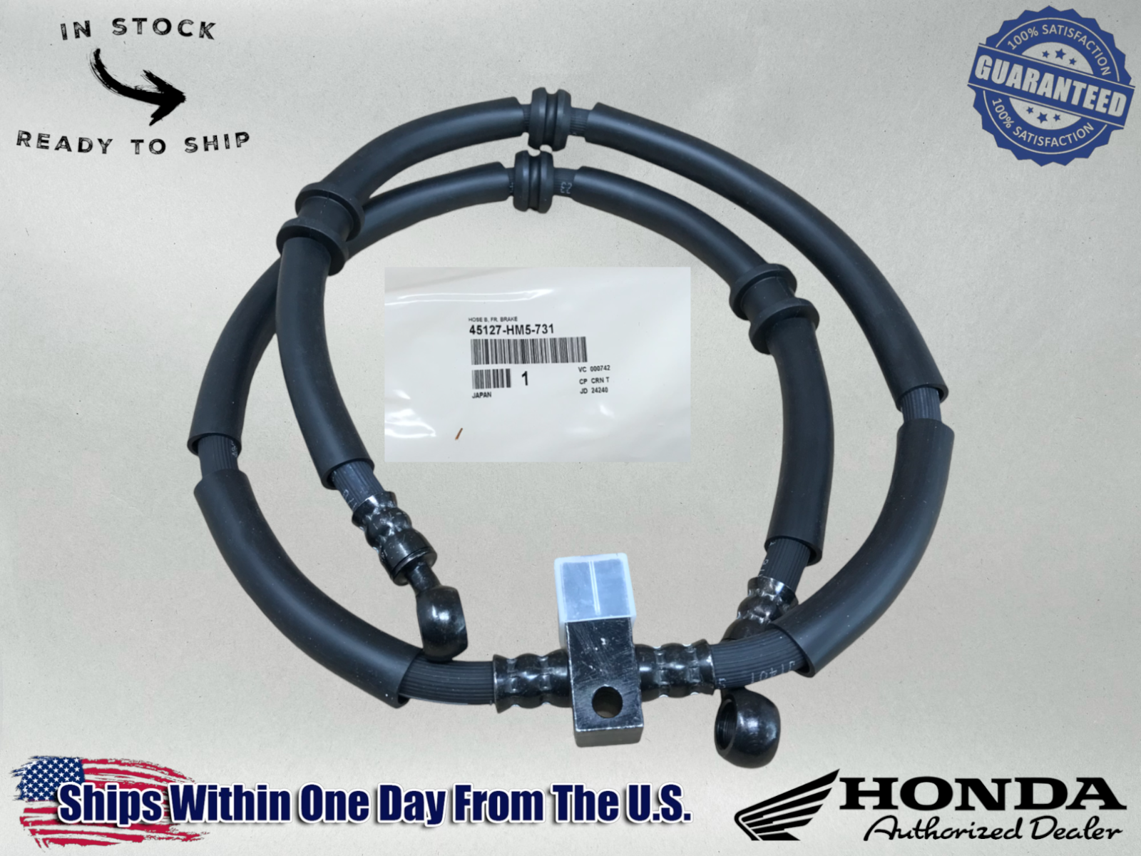 Honda OEM FRONT BRAKE HOSE B 1995-1998 TRX300FW FOURTRAX 45127-HM5-731