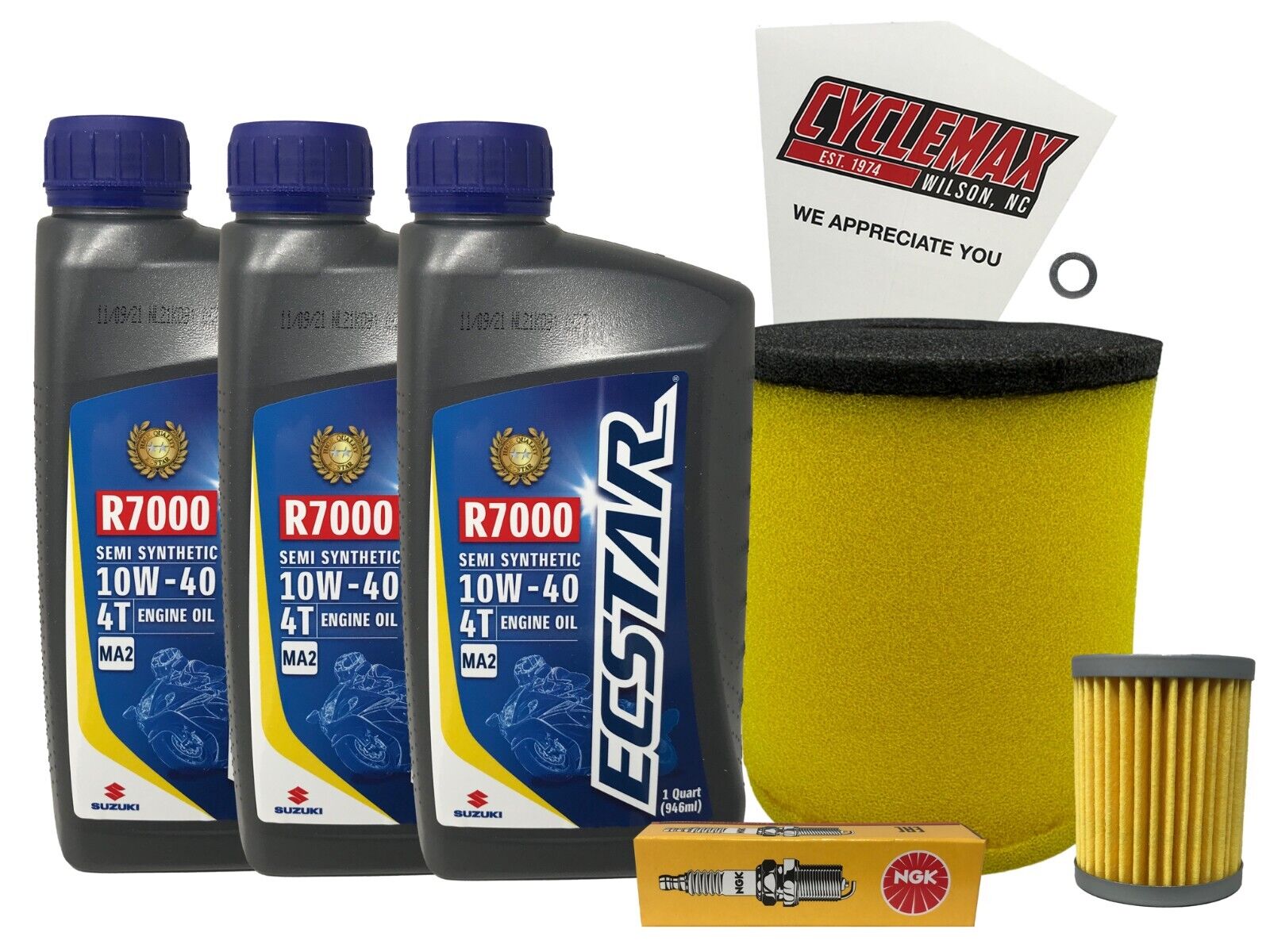 Cyclemax Semi-Synthetic Tune Up Kit w/ Spark Plug fits 2002-2014 Suzuki LT-F250