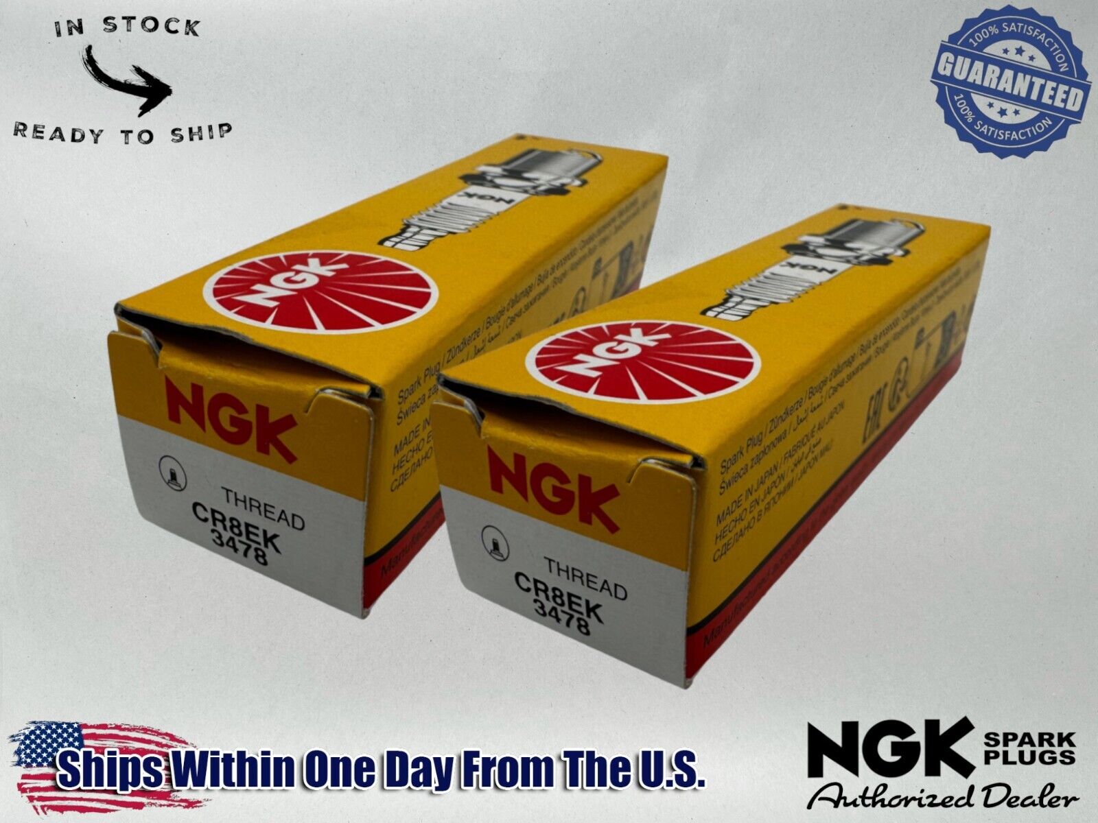 NGK Genuine OEM Authentic Spark Plugs CR8EK - 2 PACK