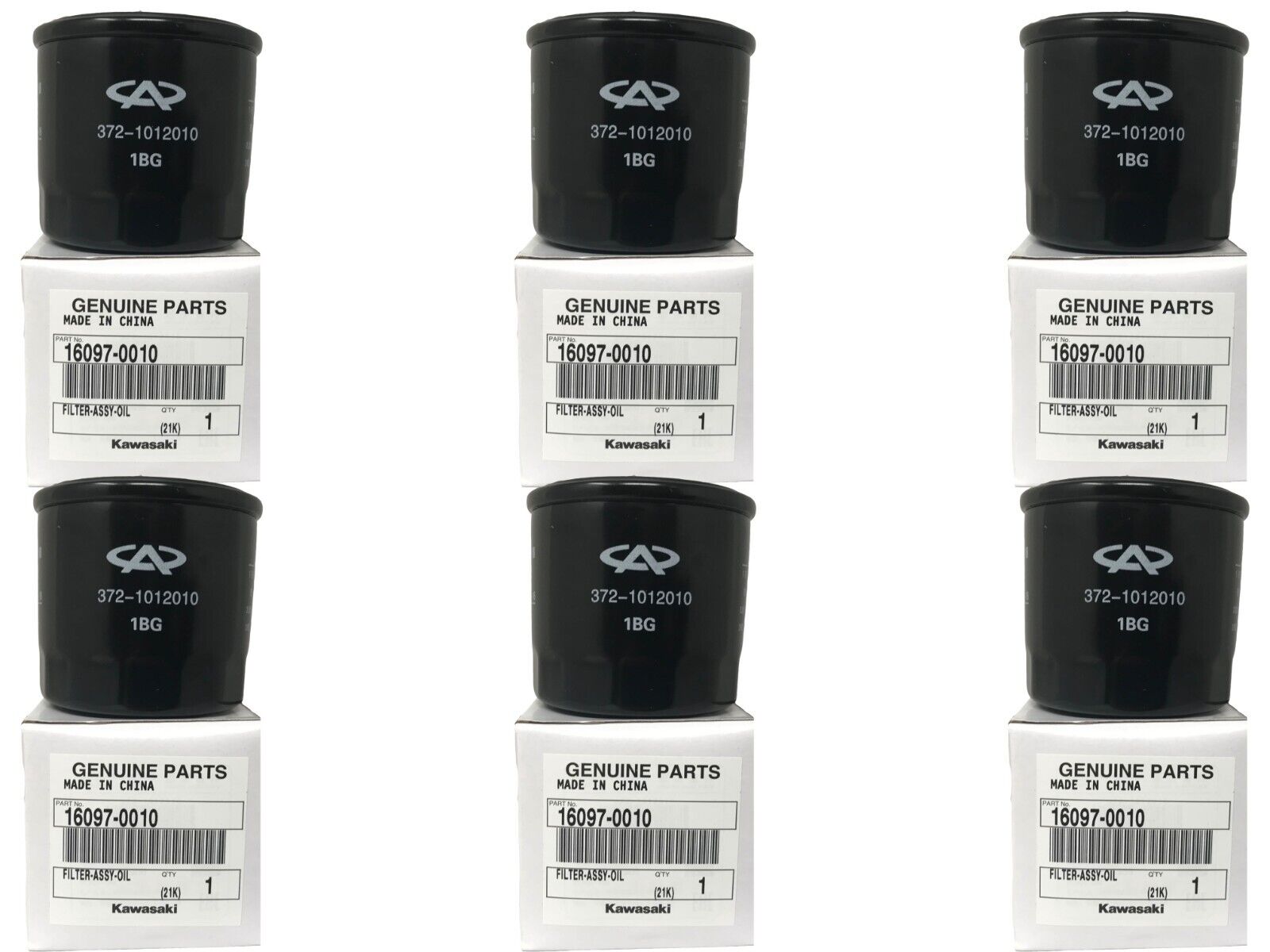 6 Pack Kawasaki OEM Replacement Oil Filter 16097-0010