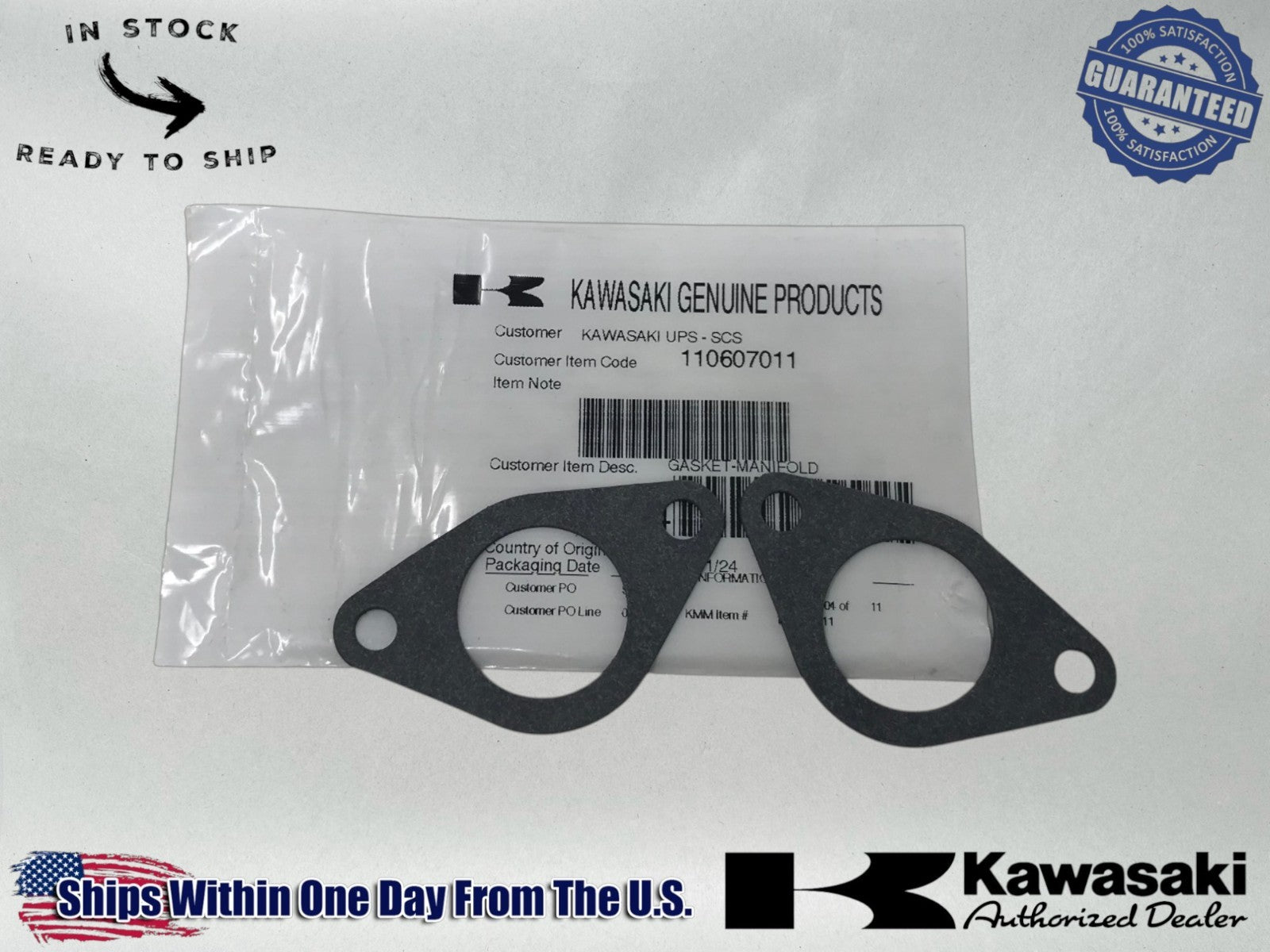 Kawasaki  Genuine OEM Authentic 2 MANIFOLD GASKETS FOR FH SERIES 11060-7011