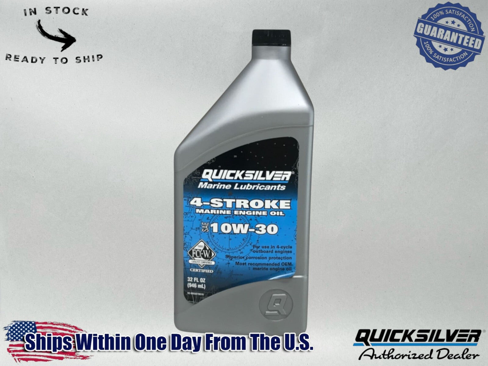 Quicksilver OEM 10W-30 Standard FCW Marine Oil Quart 92-8M0078616