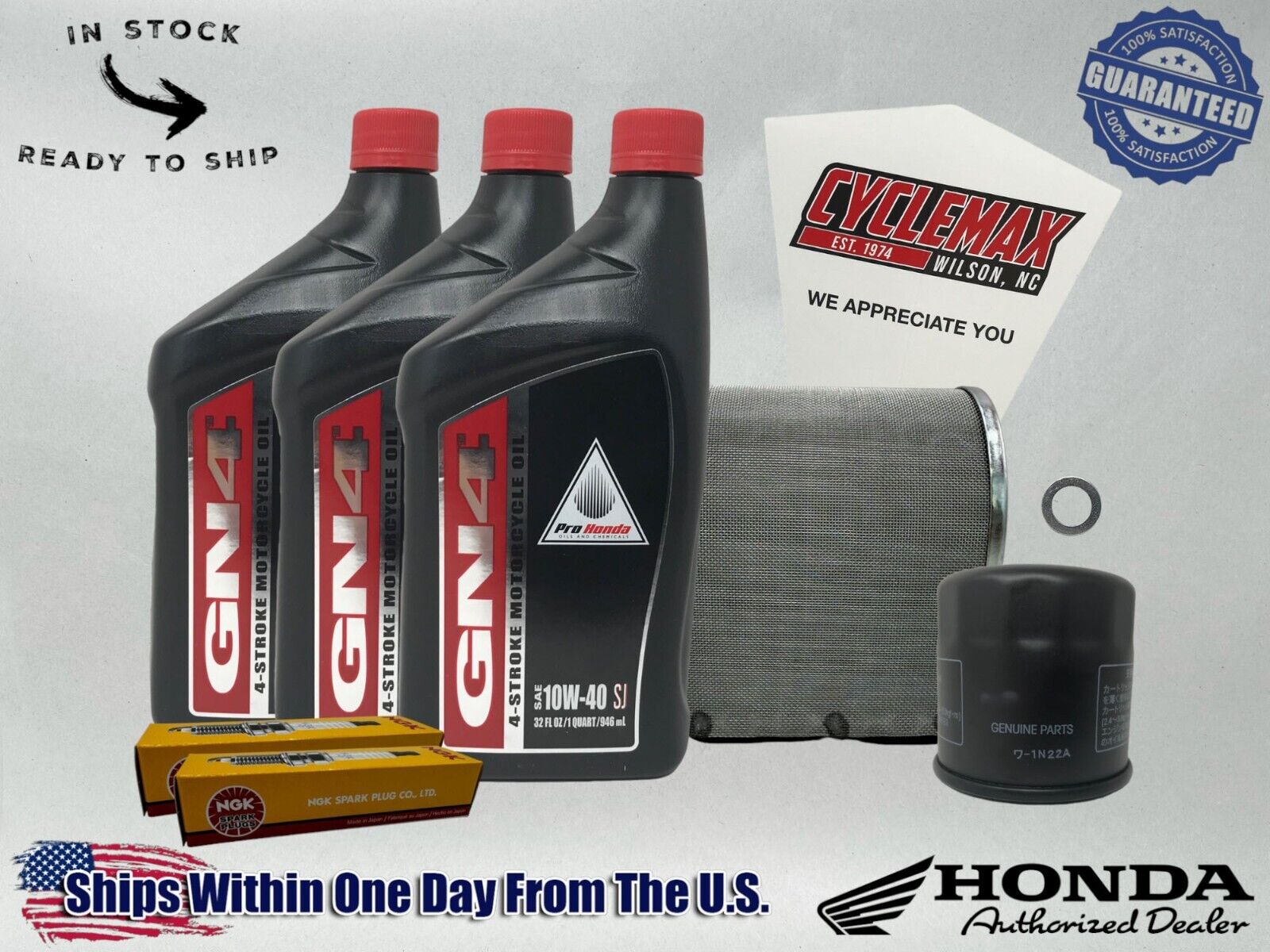 Cyclemax Standard 10W-40 Tune Up Kit fits 2013-2018 Honda CB500F w/ Spark Plugs