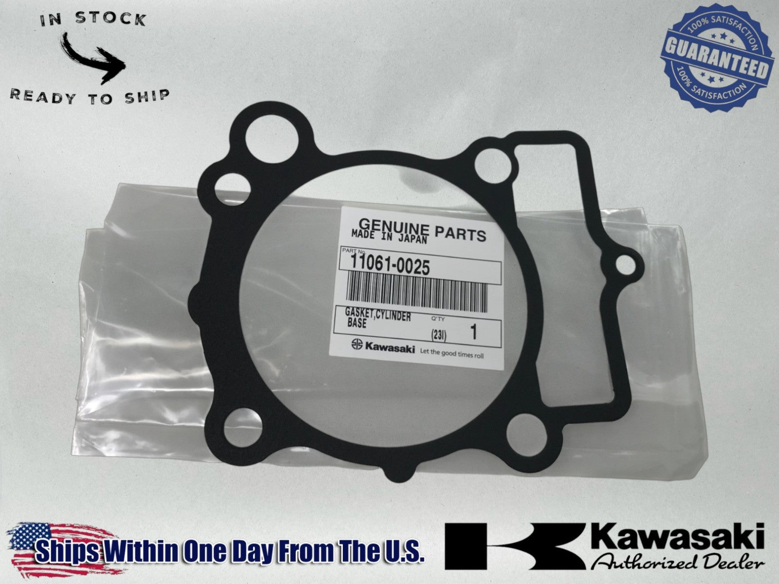 Kawasaki Genuine OEM Authentic KX250F 2004-2008 CYLINDER BASE GASKET 11061-0025