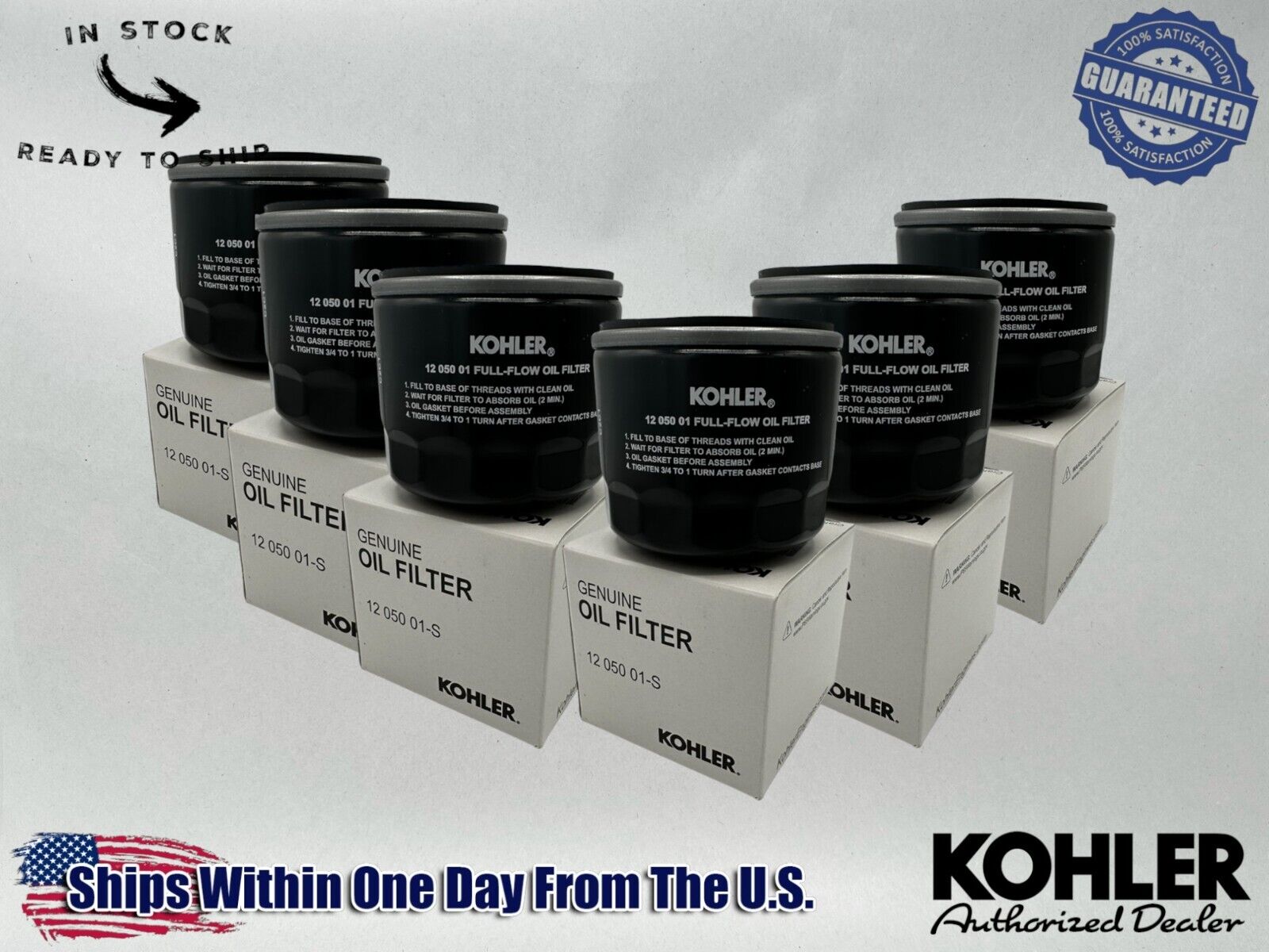 Kohler Genuine OEM Authentic Full Flow Oil Filter 12 050 01-S-6PACK