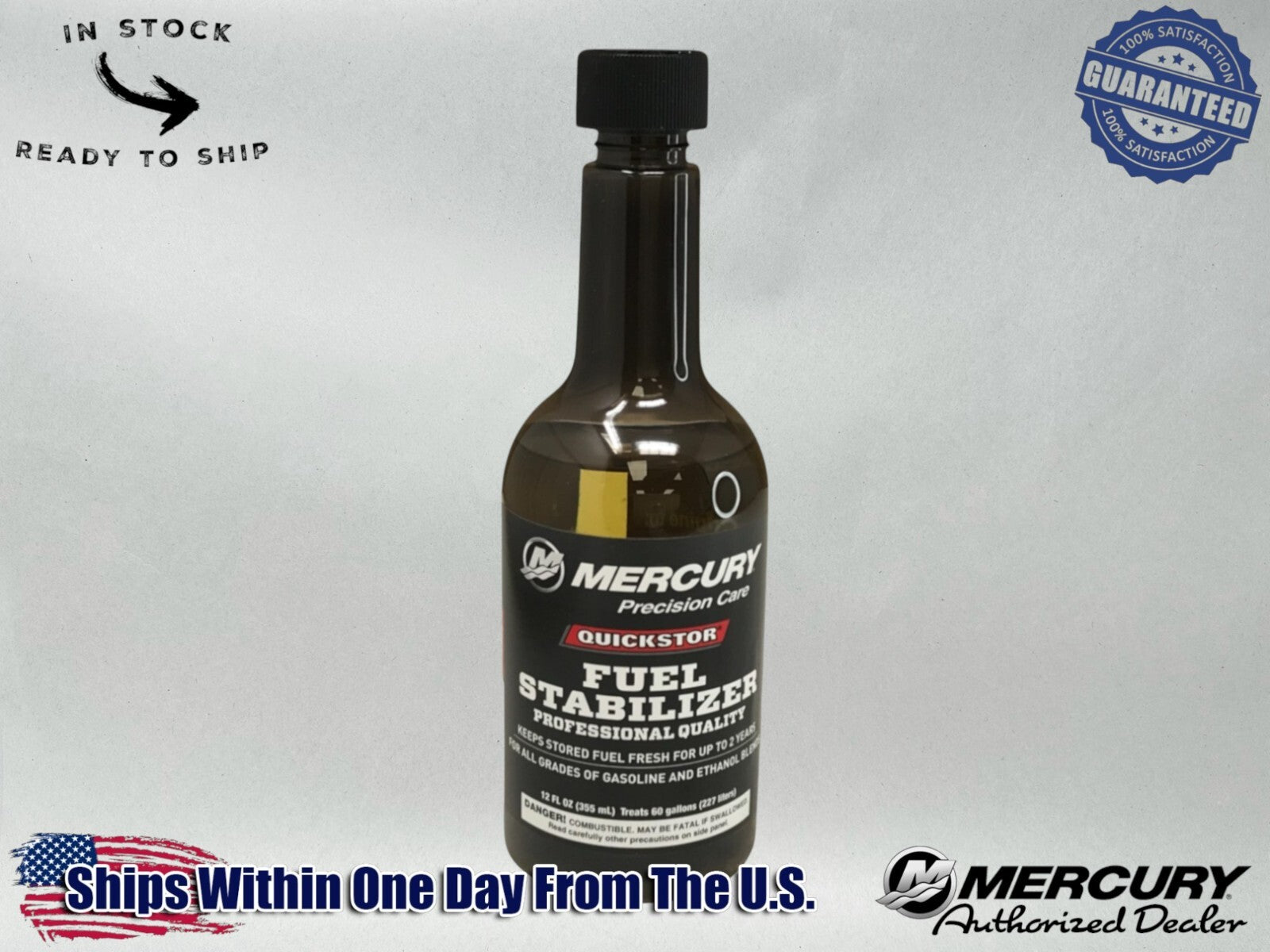 Mercury OEM Quickstor Fuel System Treatment & Stabilizer 12 Oz 92-8M0047932