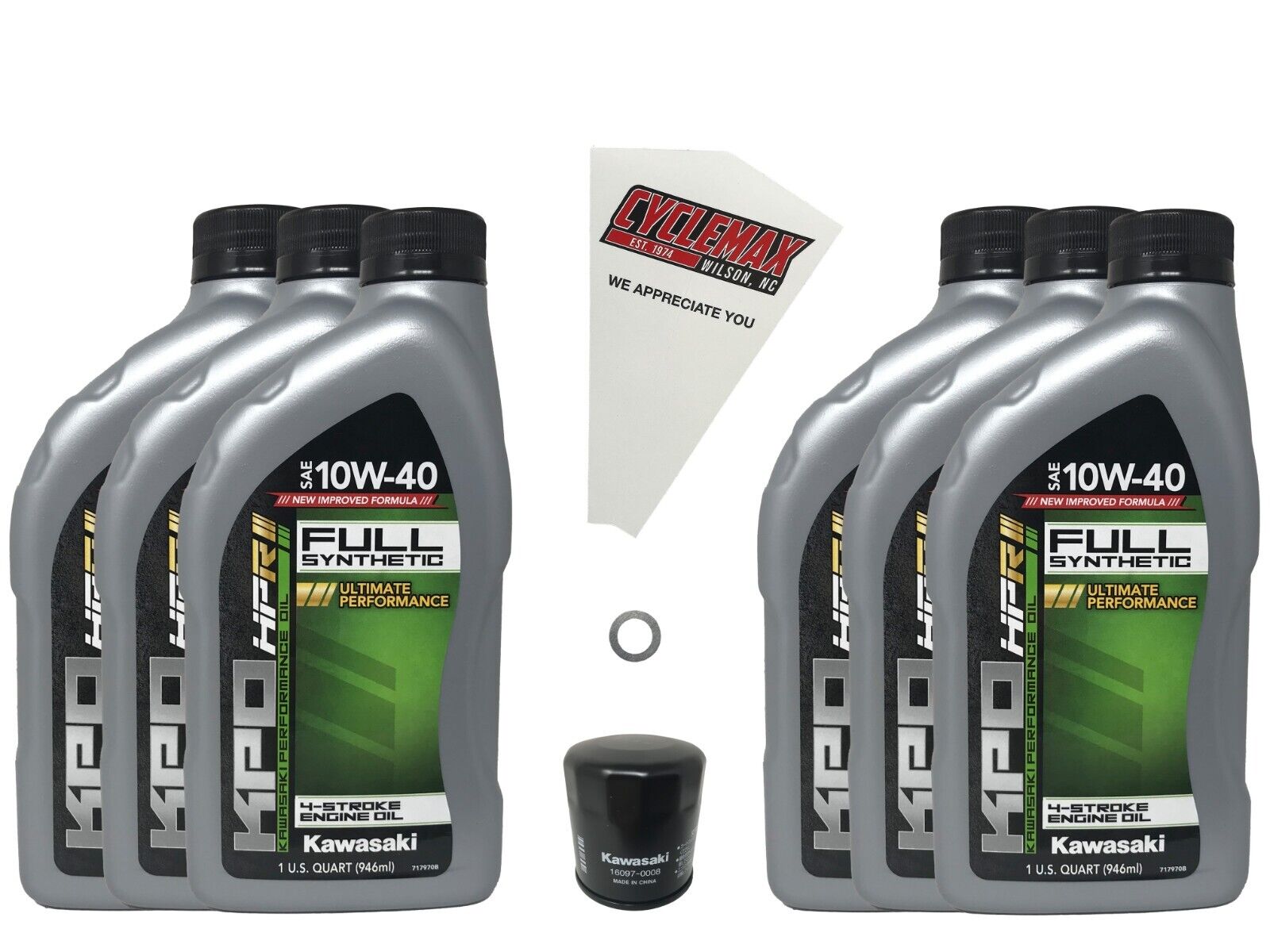 Cyclemax OEM FS 10W-40 Oil Change Kit fits 2009-2023 Kawasaki Vulcan 1700