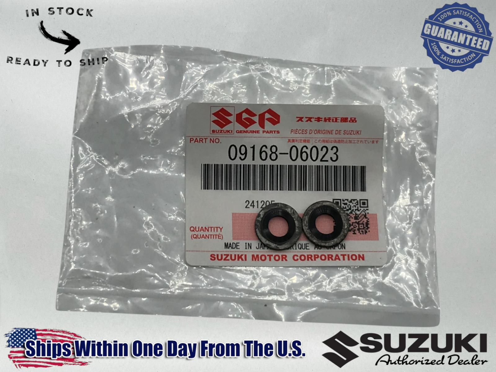 Suzuki Genuine OEM Authentic Petcock Bolt Gasket Seal fuel tap 09168-06023
