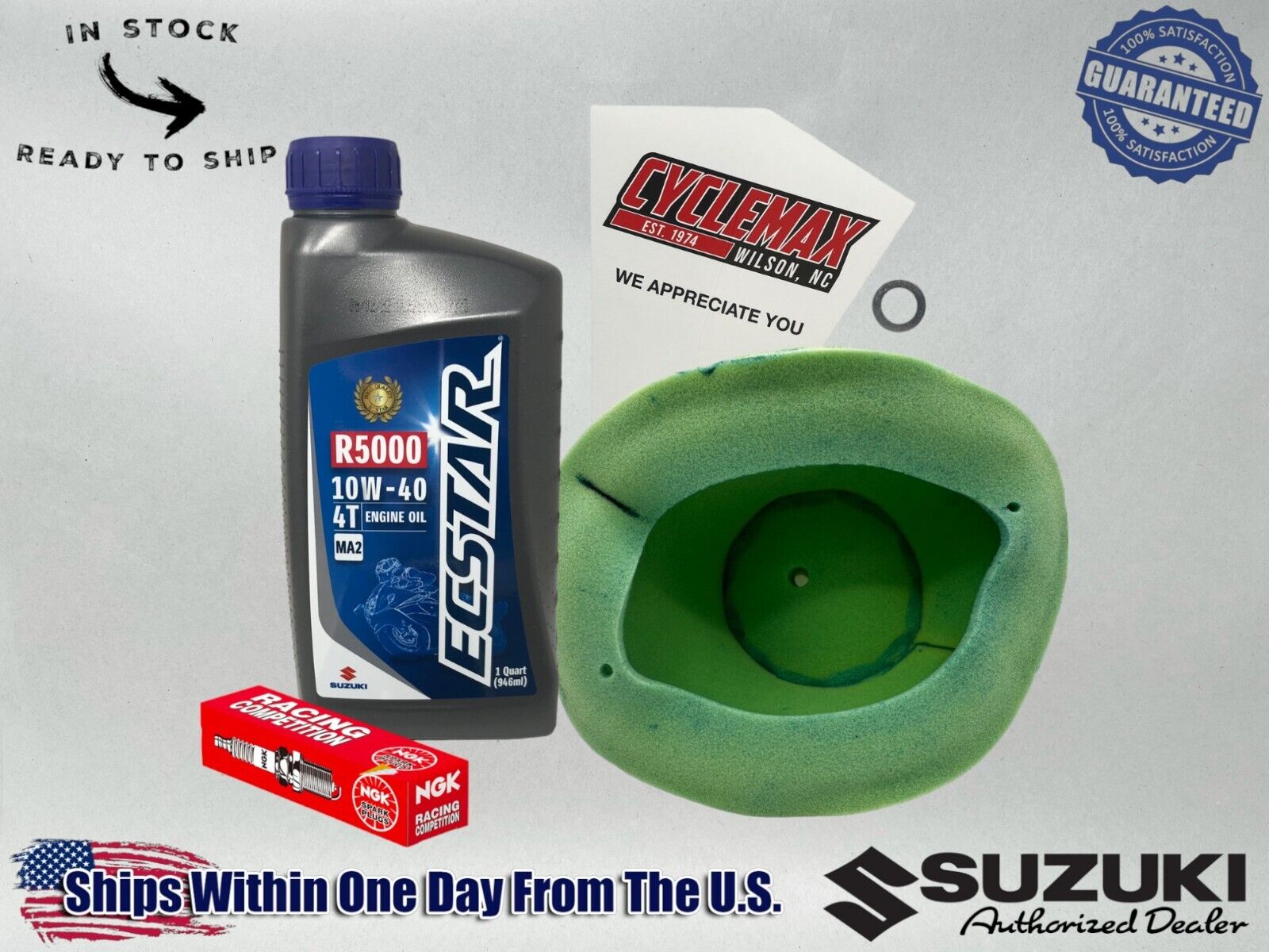 Cyclemax Std 10W40 R5000 Transmission Oil TuneUp Kit for 1996-2000 Suzuki RM125