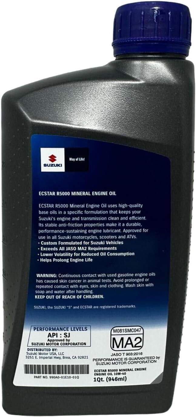 Suzuki Ecstar R5000 10W-40 Motorcycle Engine Oil QUART 990A0-01E10-01Q 4 PACK