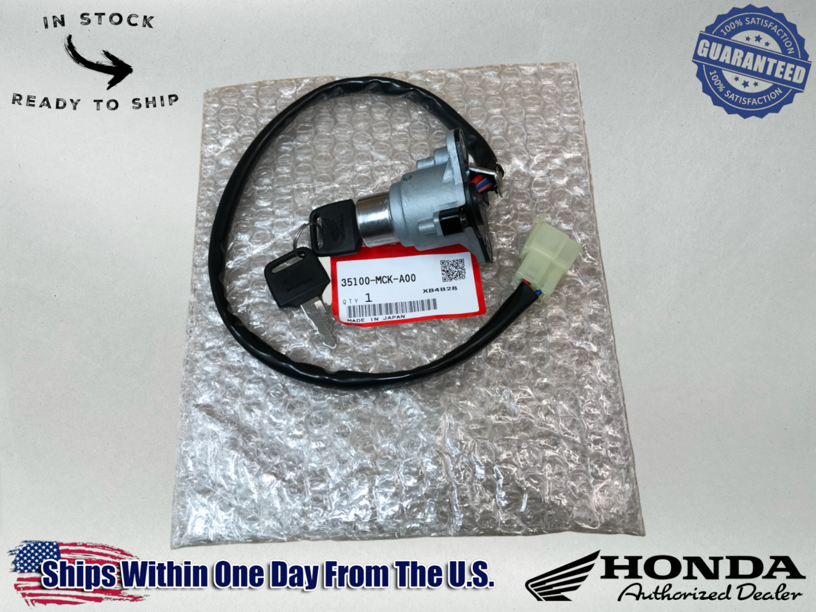 Honda Genuine OEM Ignition Key Switch VT 1100 C C2 C3 2 Keys 35100-MCK-A00