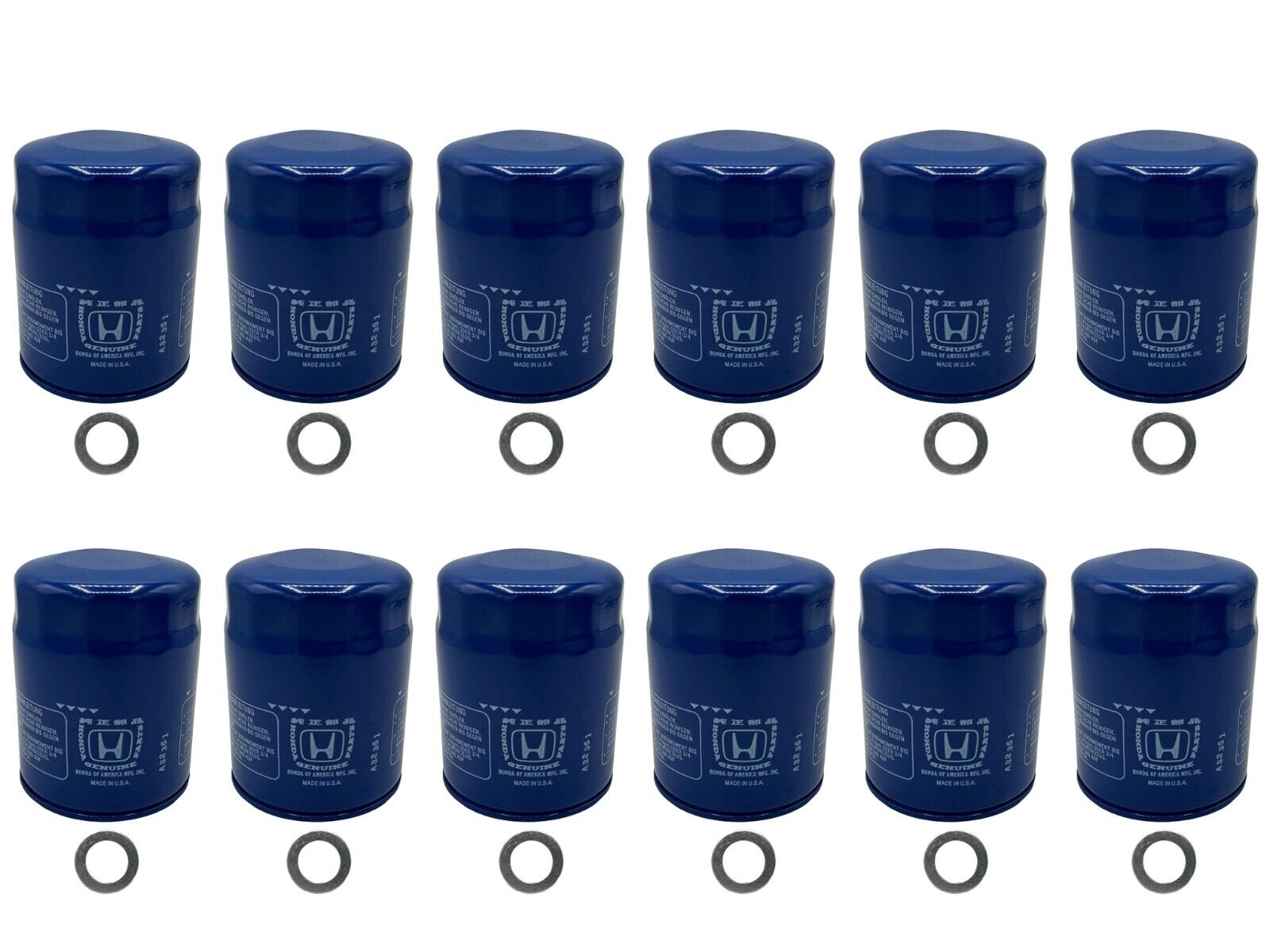 Cyclemax 12 Pack for Honda Genuine OEM Authentic Oil Filter includes 14mm Washer