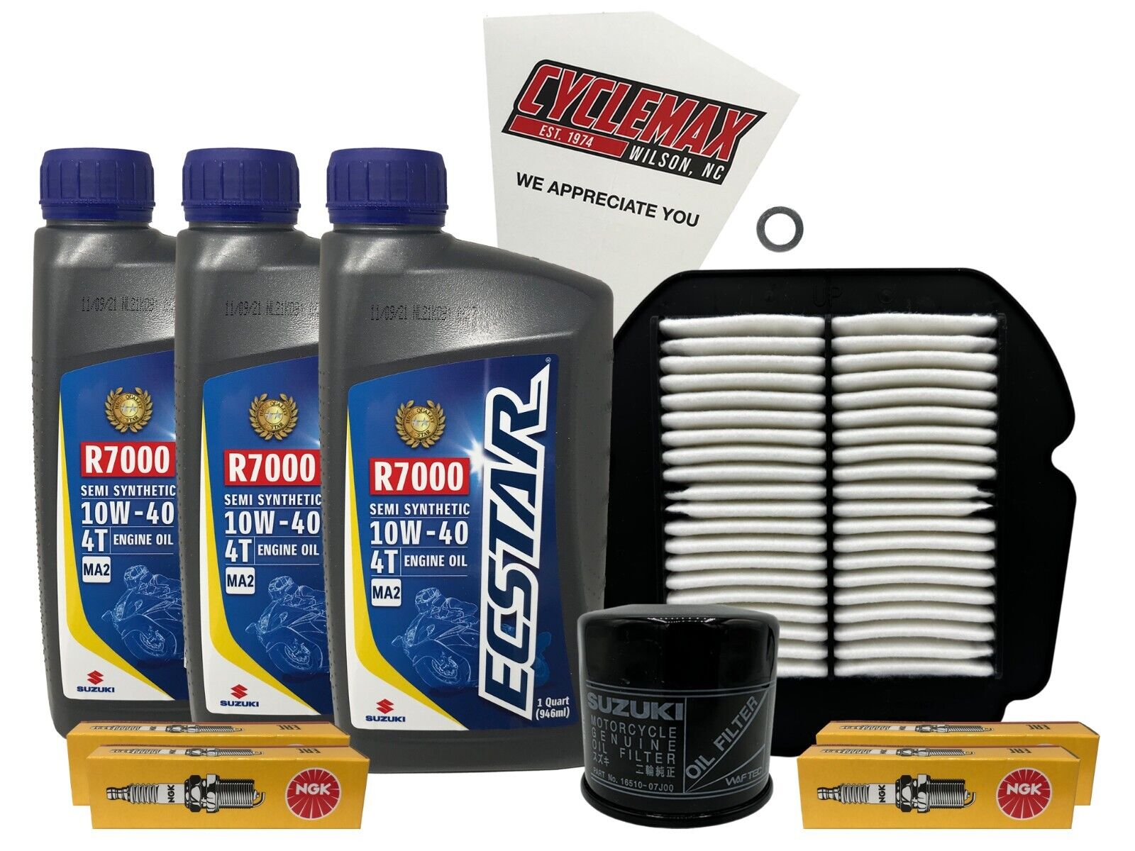 Cyclemax Semi-Synthetic Tune Up Kit with Spark Plugs fits 2017-2022 Suzuki SV650