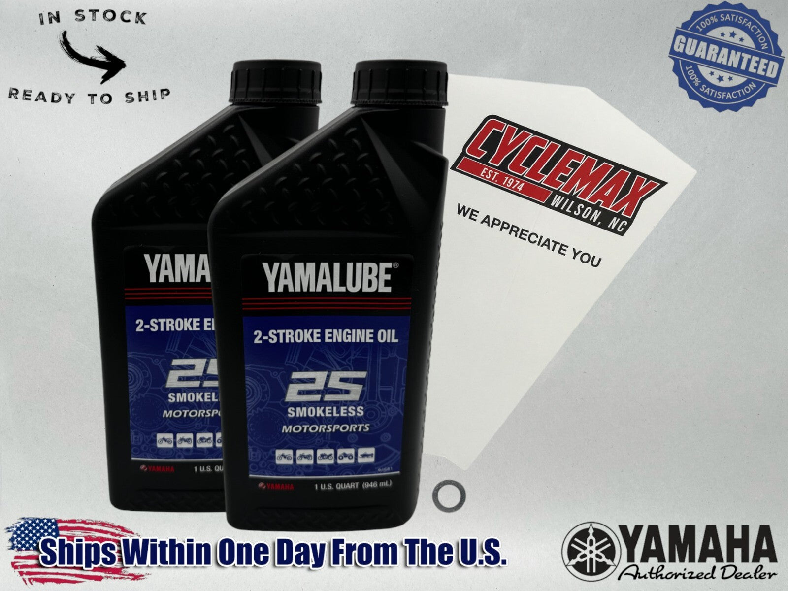 Cyclemax Standard Yamalube 2S 2-Stroke Premix Oil Kit compatible with 2018-2025 Yamaha YZ65