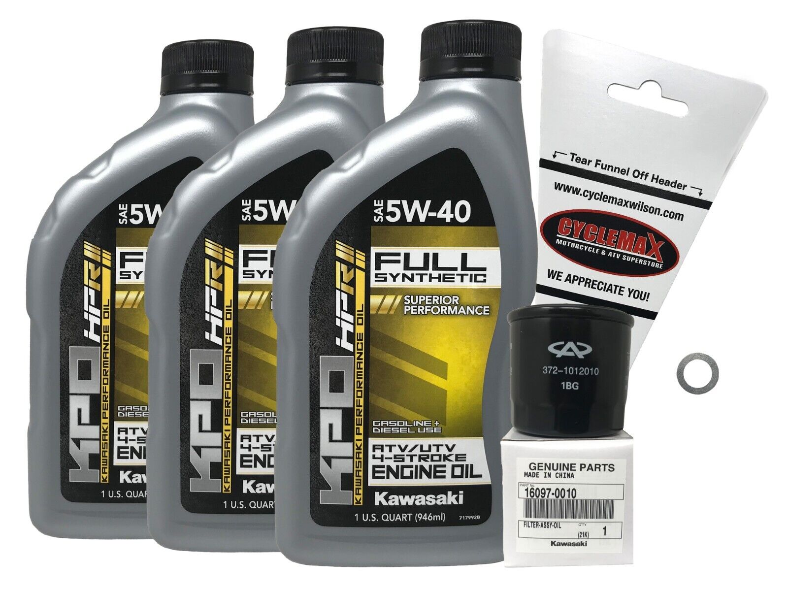 Cyclemax 2015-2018 OEM Kawasaki Mule Pro FXT FXR Full Synthetic Oil Change Kit