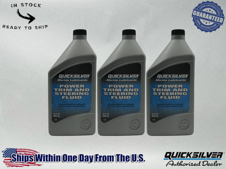 Quicksilver OEM Power Trim & Steering Fluid Quarts 92-858075Q01 3 Pack