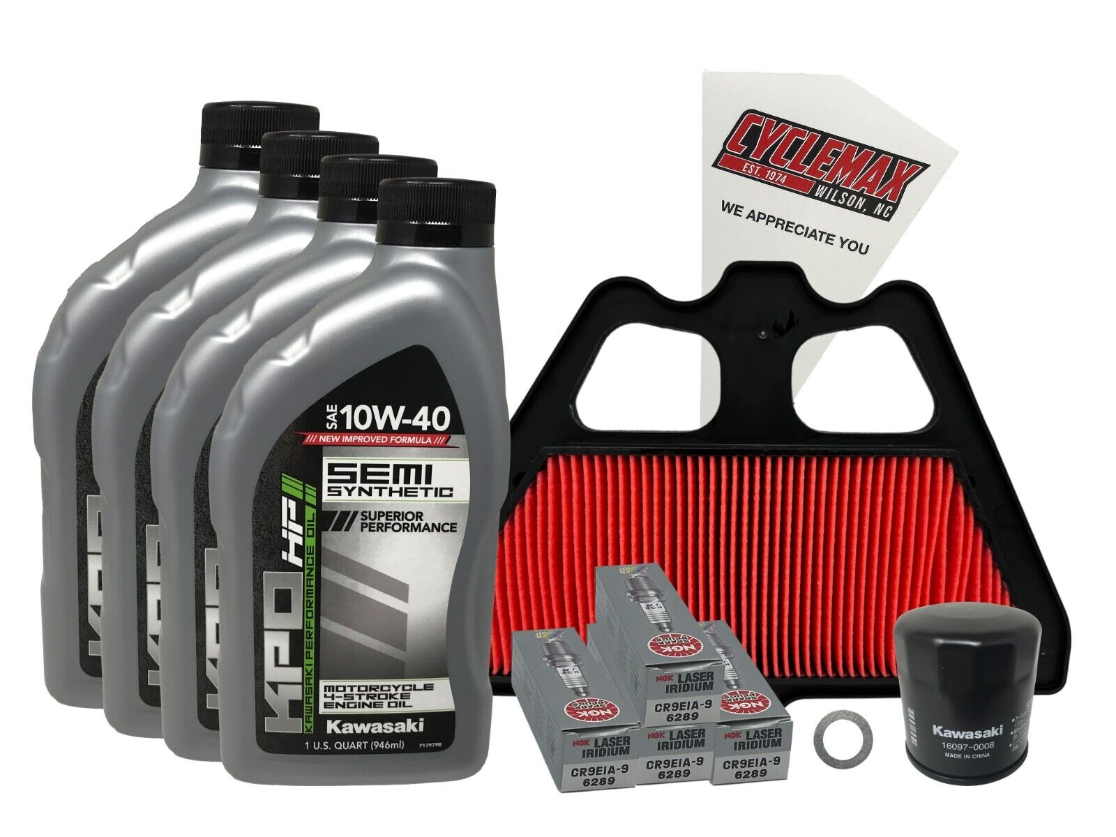 Cyclemax Semi-Synthetic Tune Up Kit w/ Plugs fits Kawasaki 2017-2023 Z900