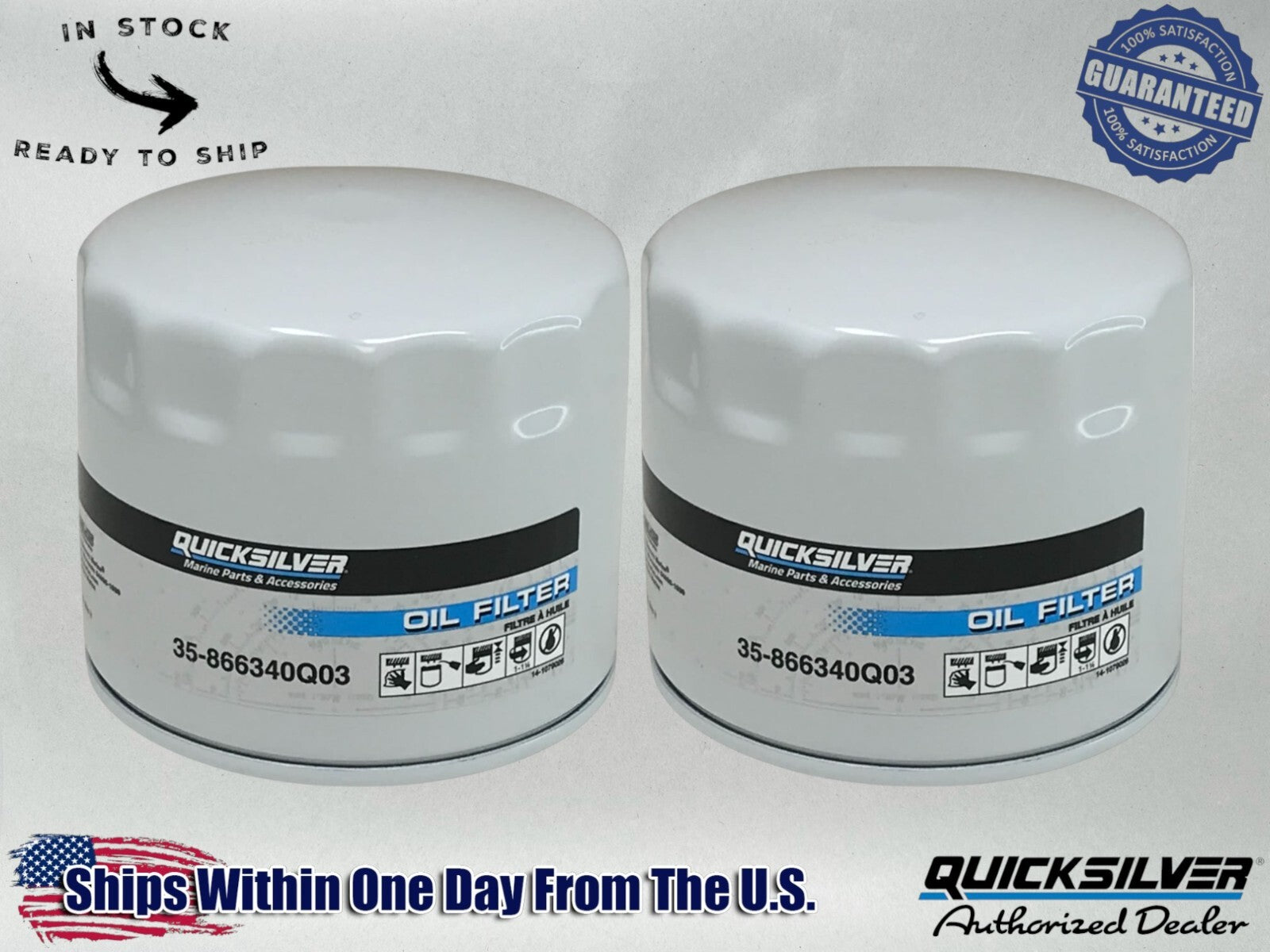 Quicksilver Genuine OEM Authentic Oil Filters 35-866340Q03 2 Pack