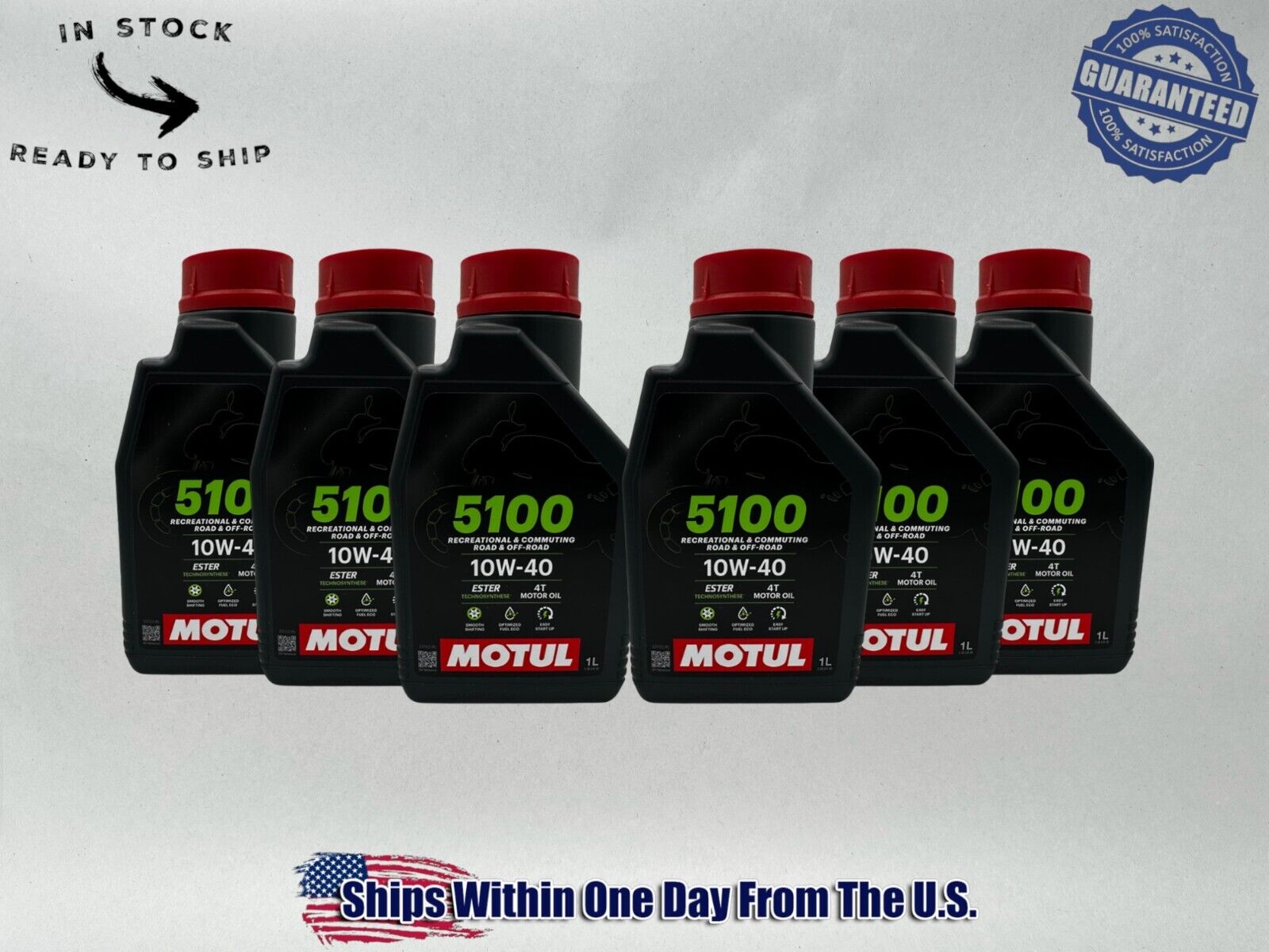 Motul Genuine OEM Motul 5100 4T 10w-40 Semi Synthetic Motorcycle Oil MOT46-6PACK