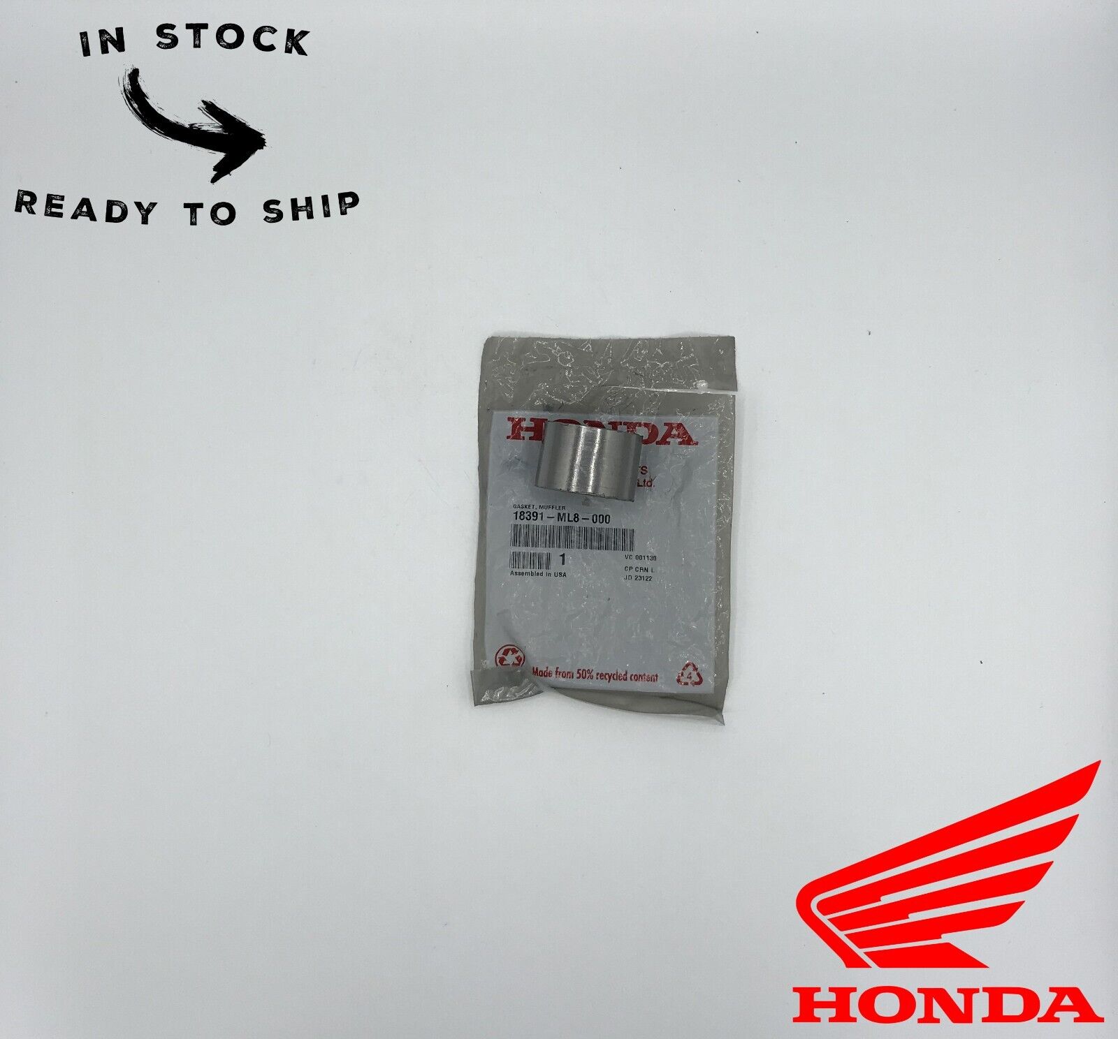 Genuine OEM Honda Exhaust Muffler Silencer Pipe Connector Gasket 18391-ML8-000