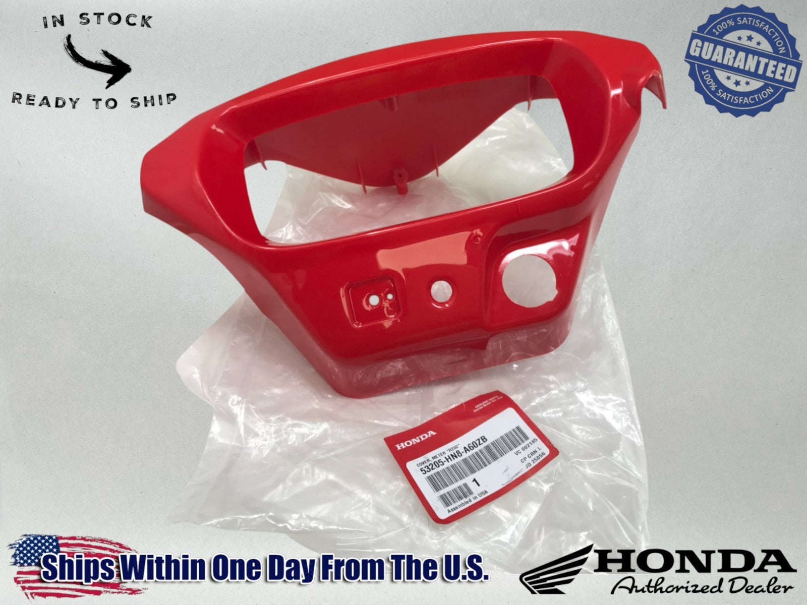 Honda OEM UPPER METER COVER 2006-23 TRX680 RINCON PATRIOT RED 53205-HN8-A60ZB