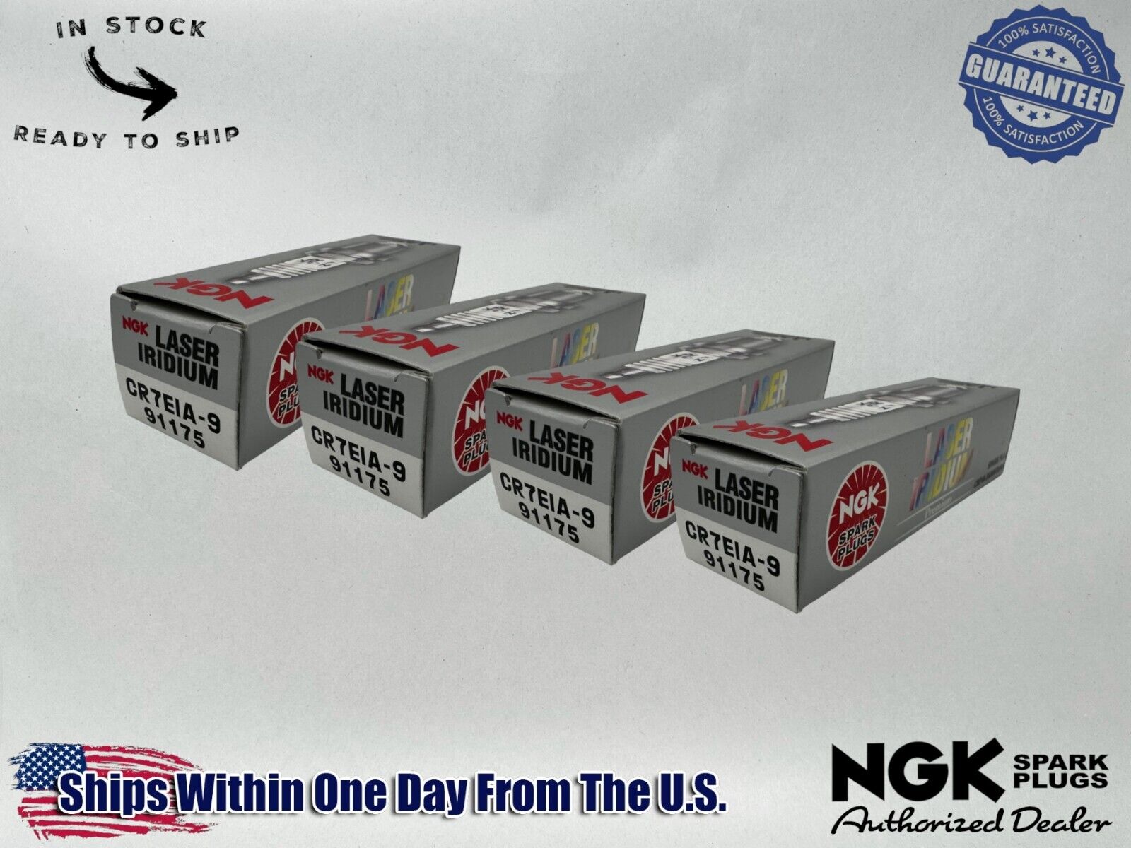 NGK Genuine OEM Authentic Spark Plugs CR7EIA-9 - 4 PACK