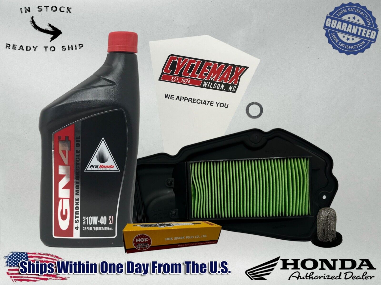 Cyclemax Standard 10W-40 Tune Up Kit fits 2024 Honda ADV160 with Spark Plug