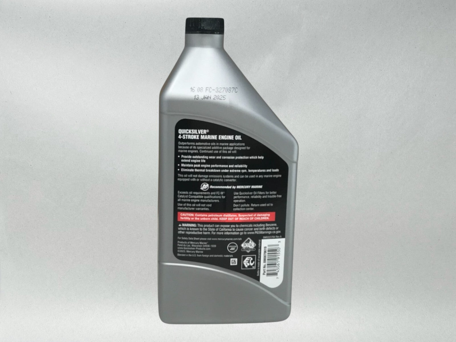 Quicksilver OEM 4 Stroke Std Marine Engine Oil 25W40 Quarts 92-8M0078619 4 Pack