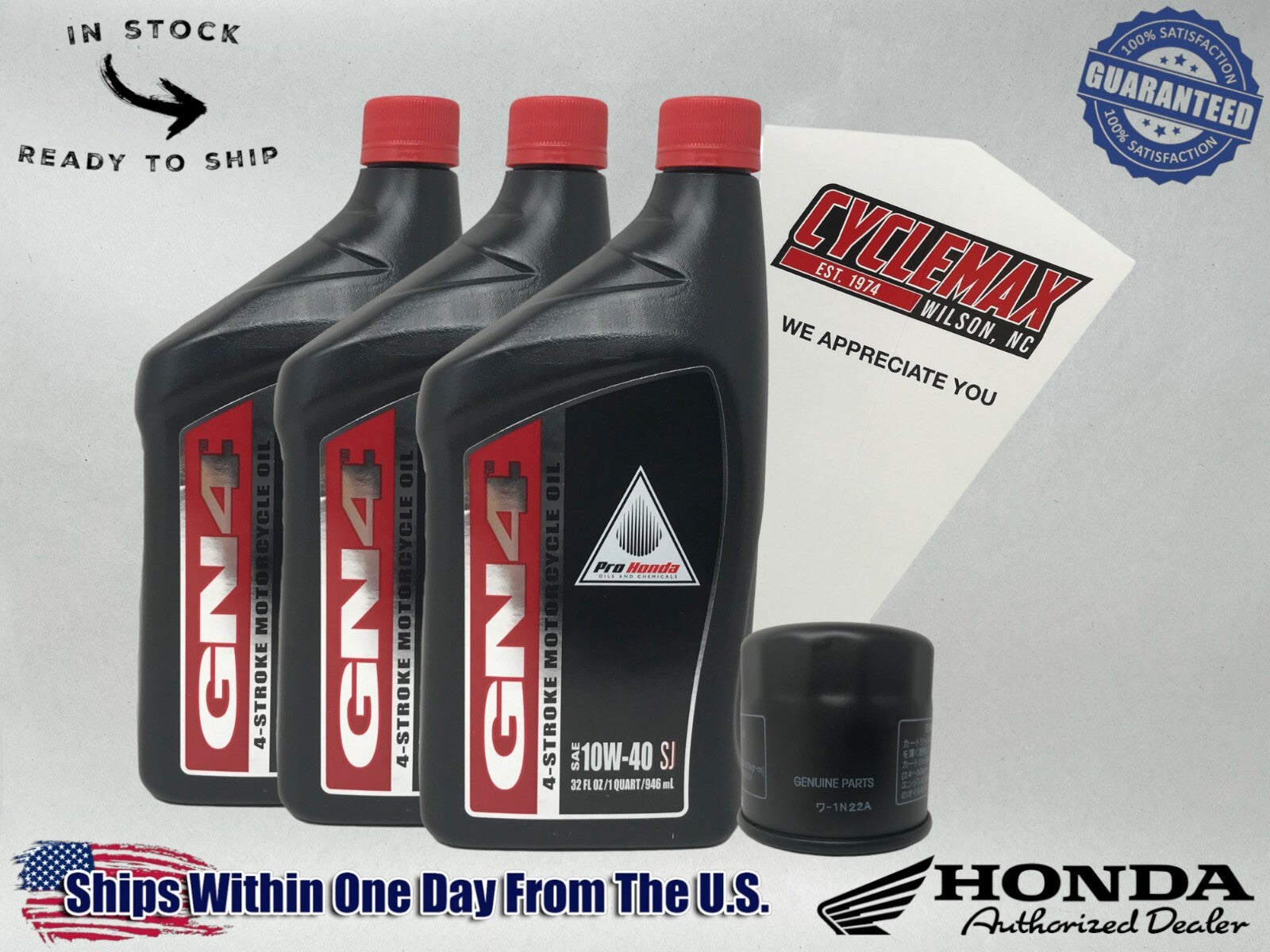 Cyclemax Standard GN4 10W-40 Oil Change Kit compatible with 2019-2025 Honda CB500F