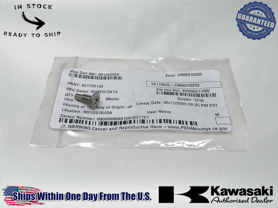 Kawasaki OEM Headlight Headlamp Screws 5x14 oem h2 z1r kz900 kz1000  92172-0145