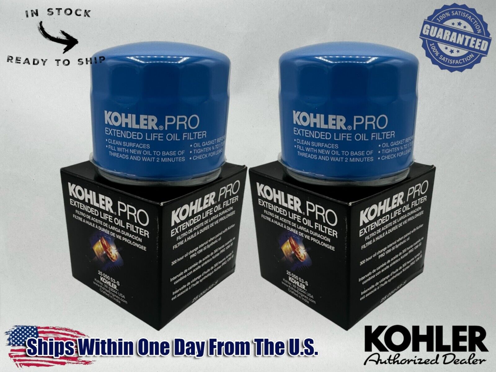 Kohler Genuine OEM Extended Life 300 Hour Oil Filter 25 050 53-S 2 Pack