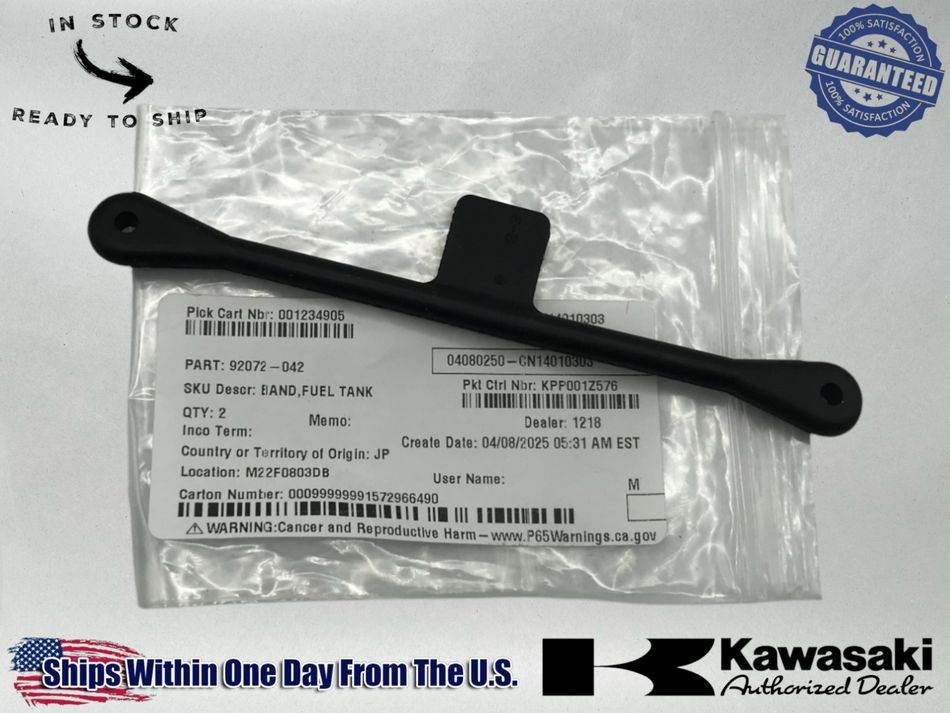 Kawasaki OEM Fuel Gas Tank Rubber Strap Band Latch 92072-042