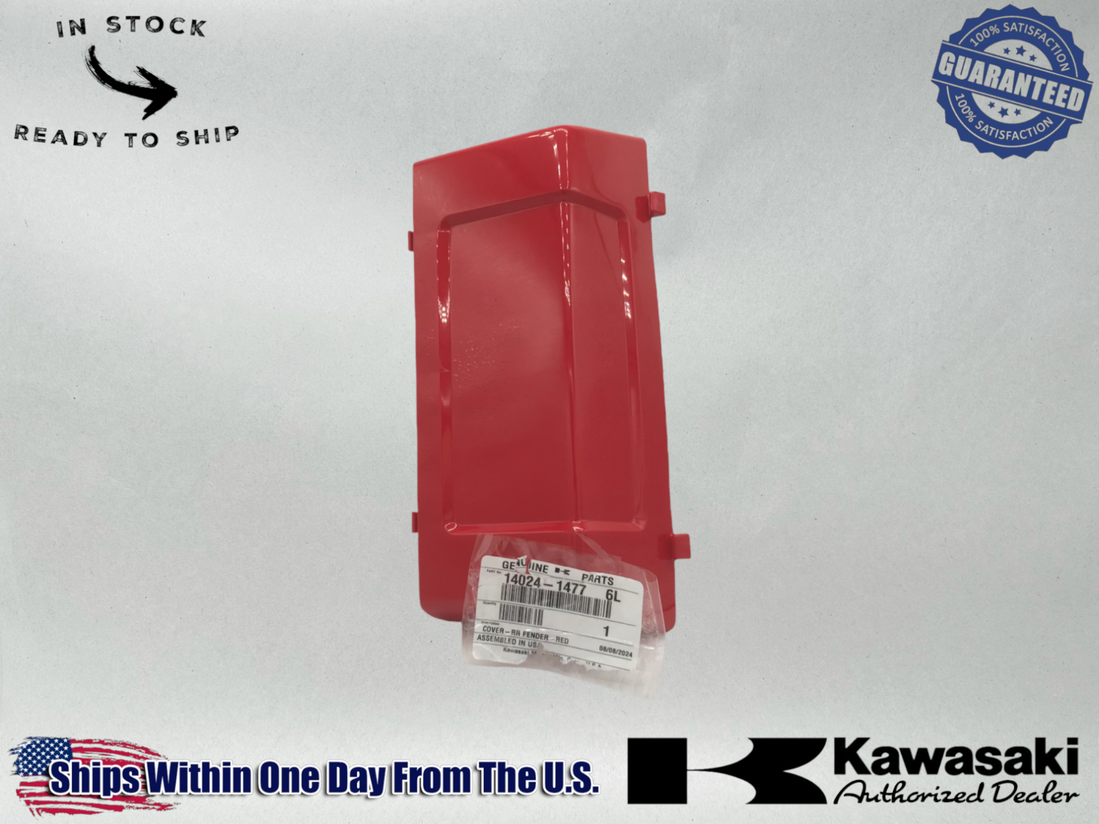 Kawasaki Genuine OEM 1988-2001 Bayou 220 Rear Red Fender Cover 14024-1477-6L 1