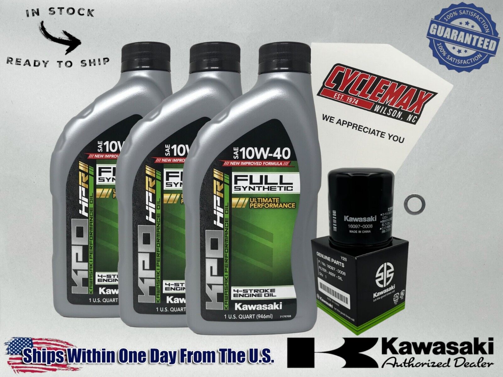 Cyclemax Full-Synthetic KPO Oil Change Kit fits 2002-2003 Kawasaki PRAIRIE 650