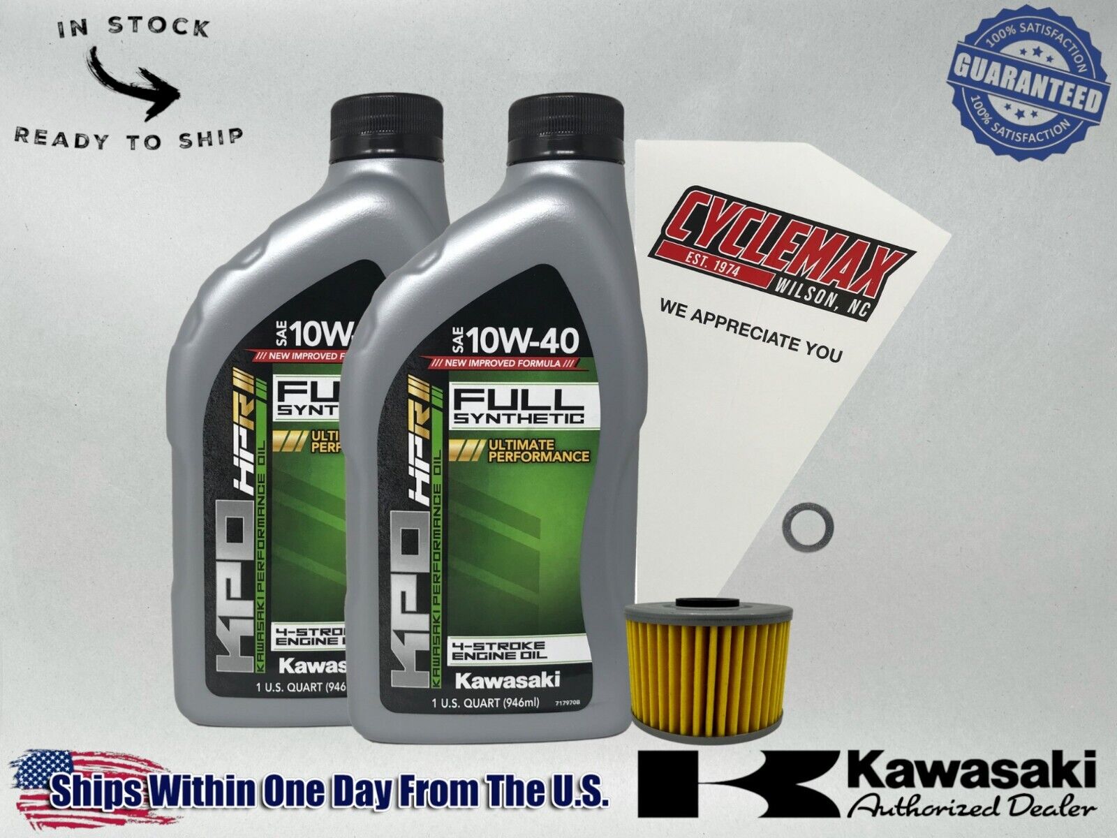 Cyclemax Full-Synthetic KPO Oil Change Kit fits 2006-2012 Kawasaki KX450F