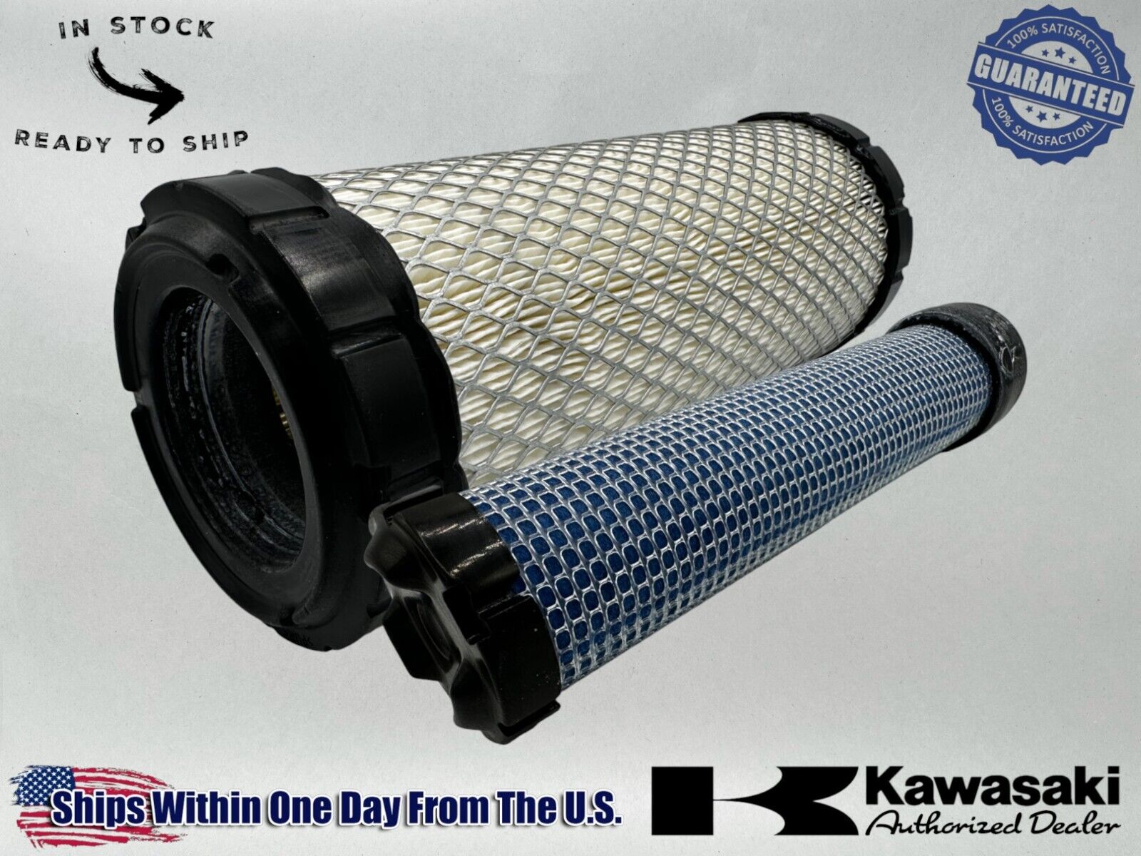 Kawasaki Genuine OEM Inner Outer Air Filters 11013-7044 / 11013-7045 Combo Pack